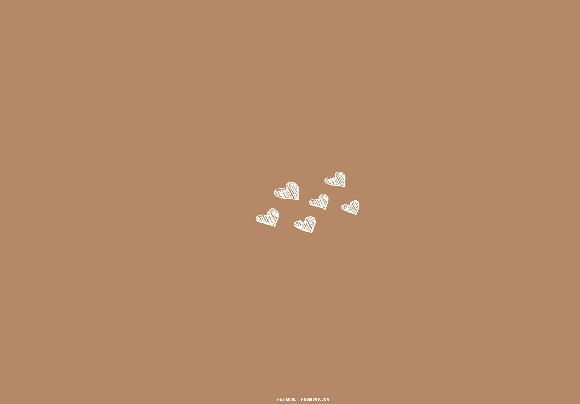 Puting Puso sa Beige Brown na Aesthetic Wallpaper