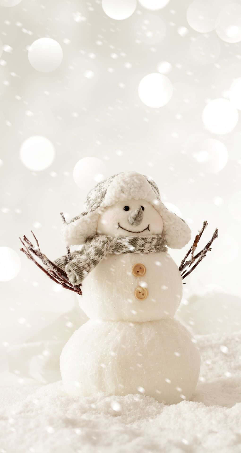 Puting Snowman ng Pasko para sa iPhone Wallpaper