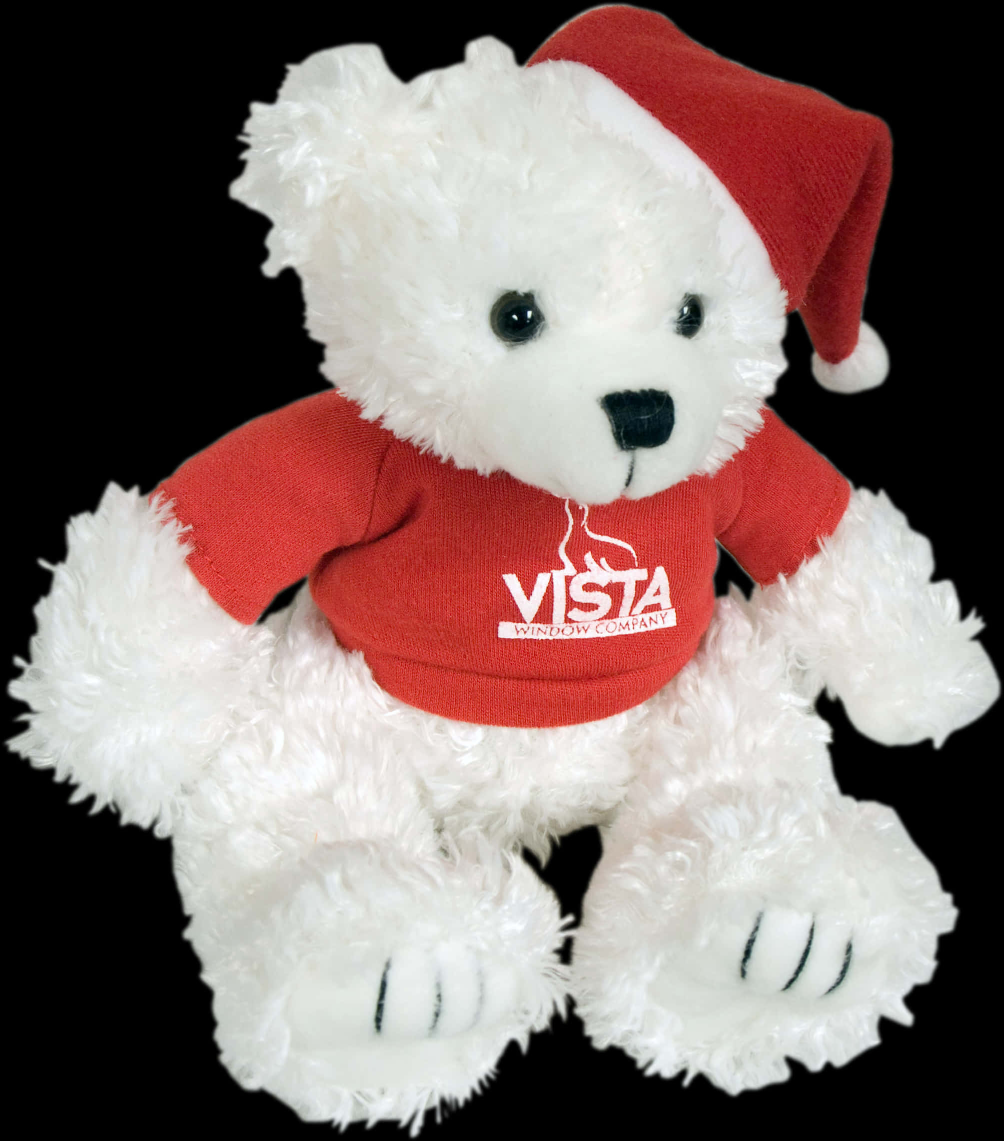 Puting Teddy Bear na May Pulang Damit at Sombrero ni Santa Wallpaper