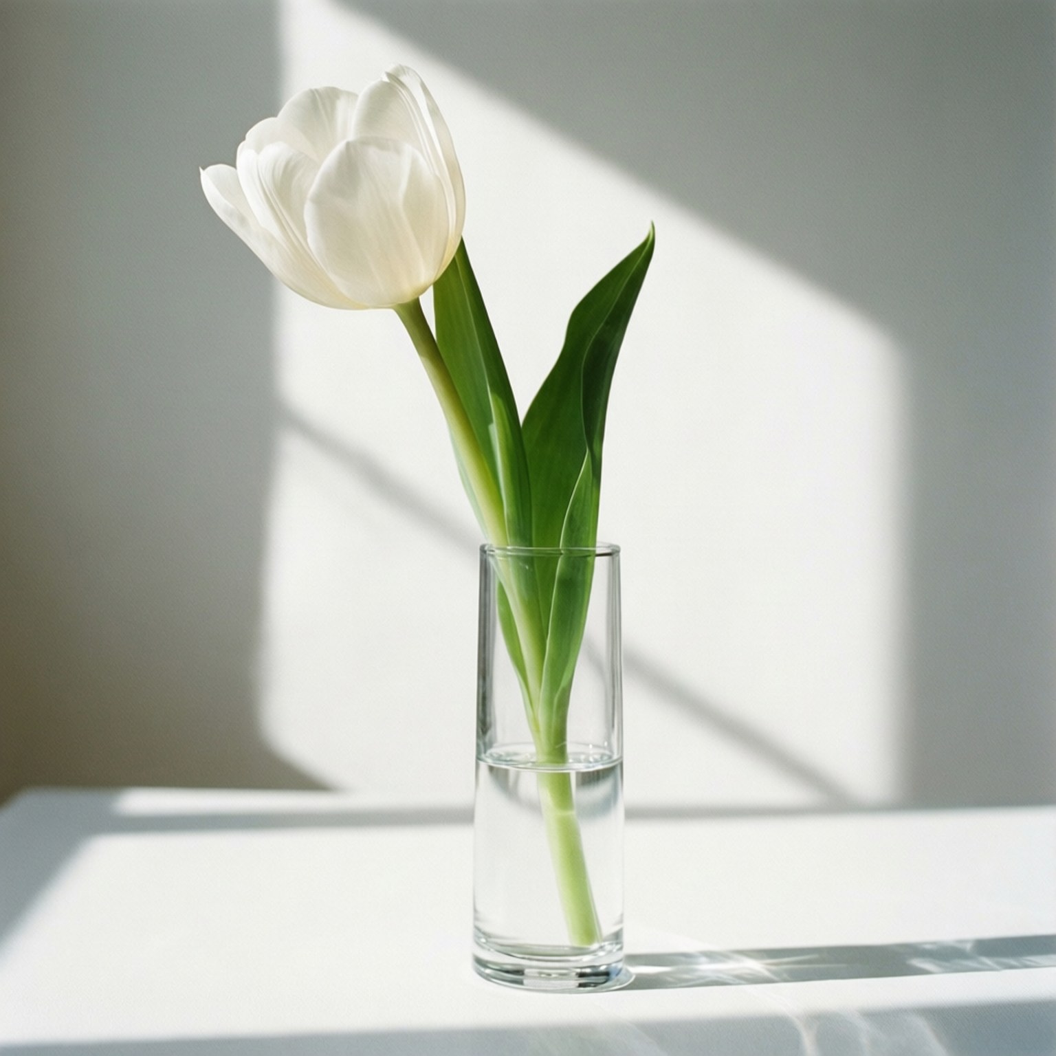 Puting Tulip na Minimal Wallpaper