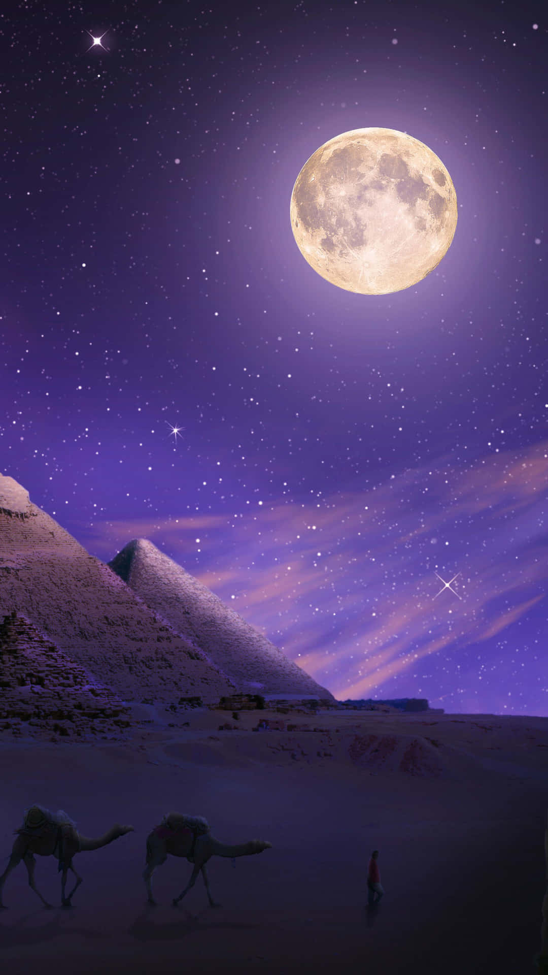 Pyramid Ng Buwan Lila Na Langit Wallpaper