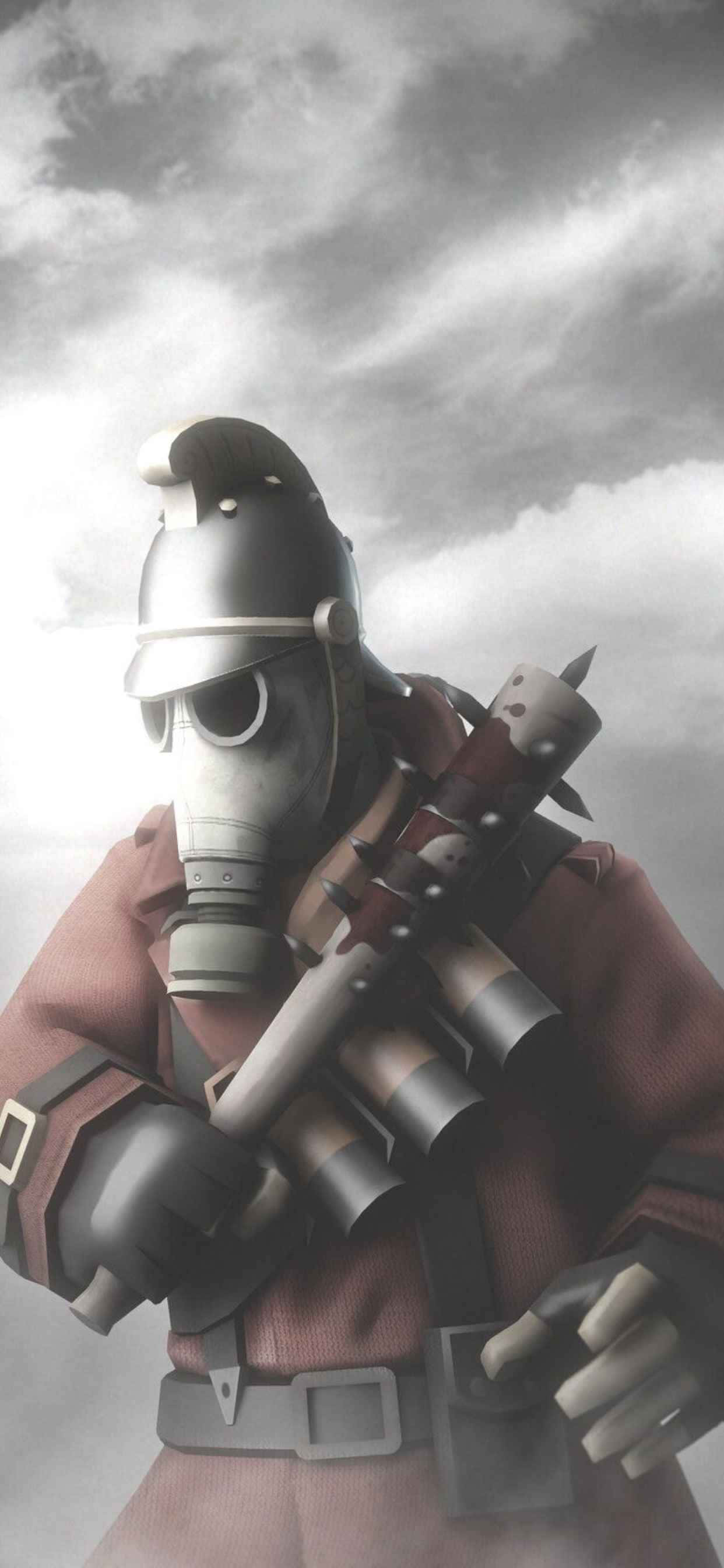 Pyro Grayscale iPhone Xs Max Team Fortress 2 Background Wallpaper