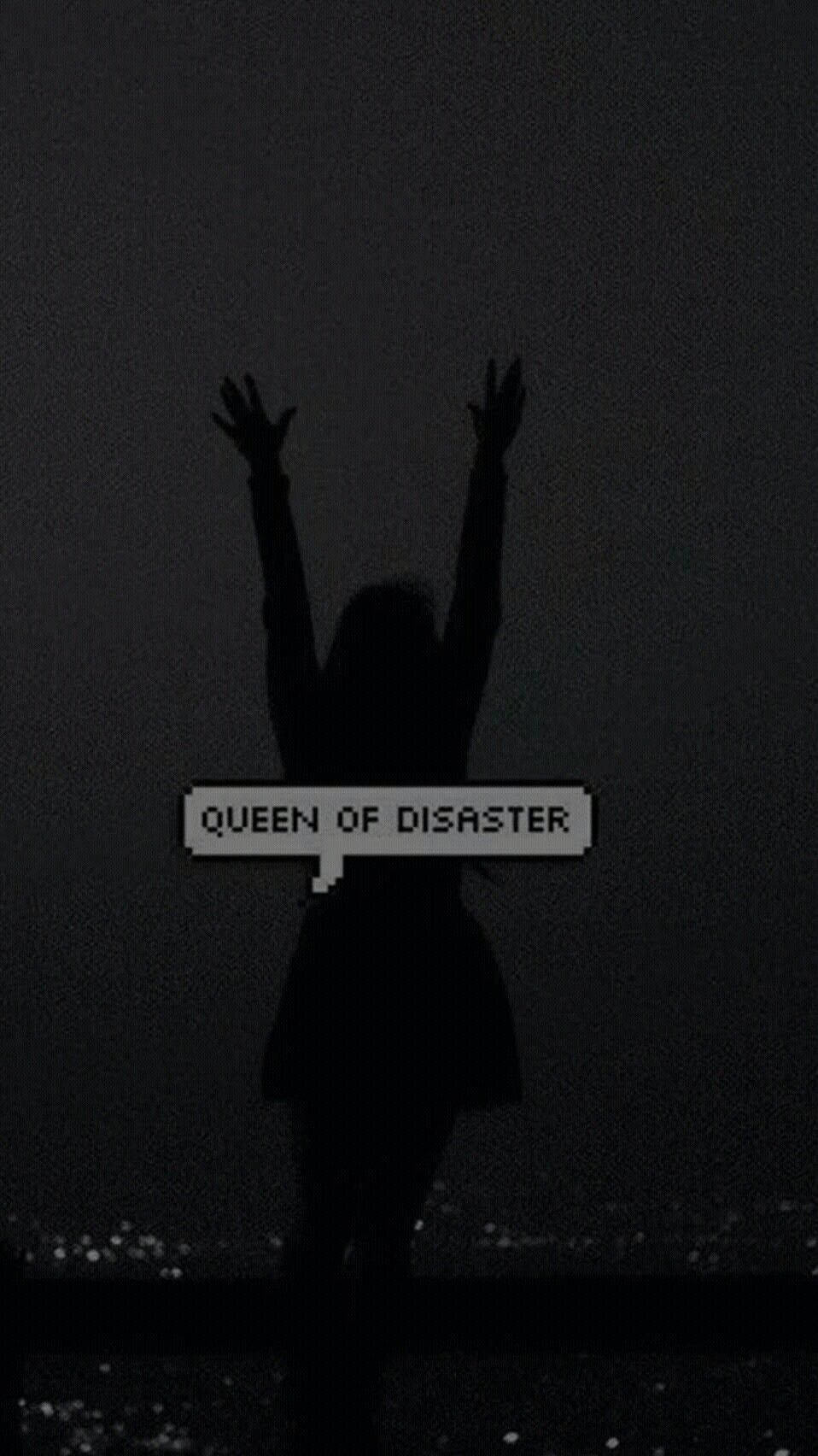 Queen Of Disaster Sa Itim na Background Indie Phone Wallpaper