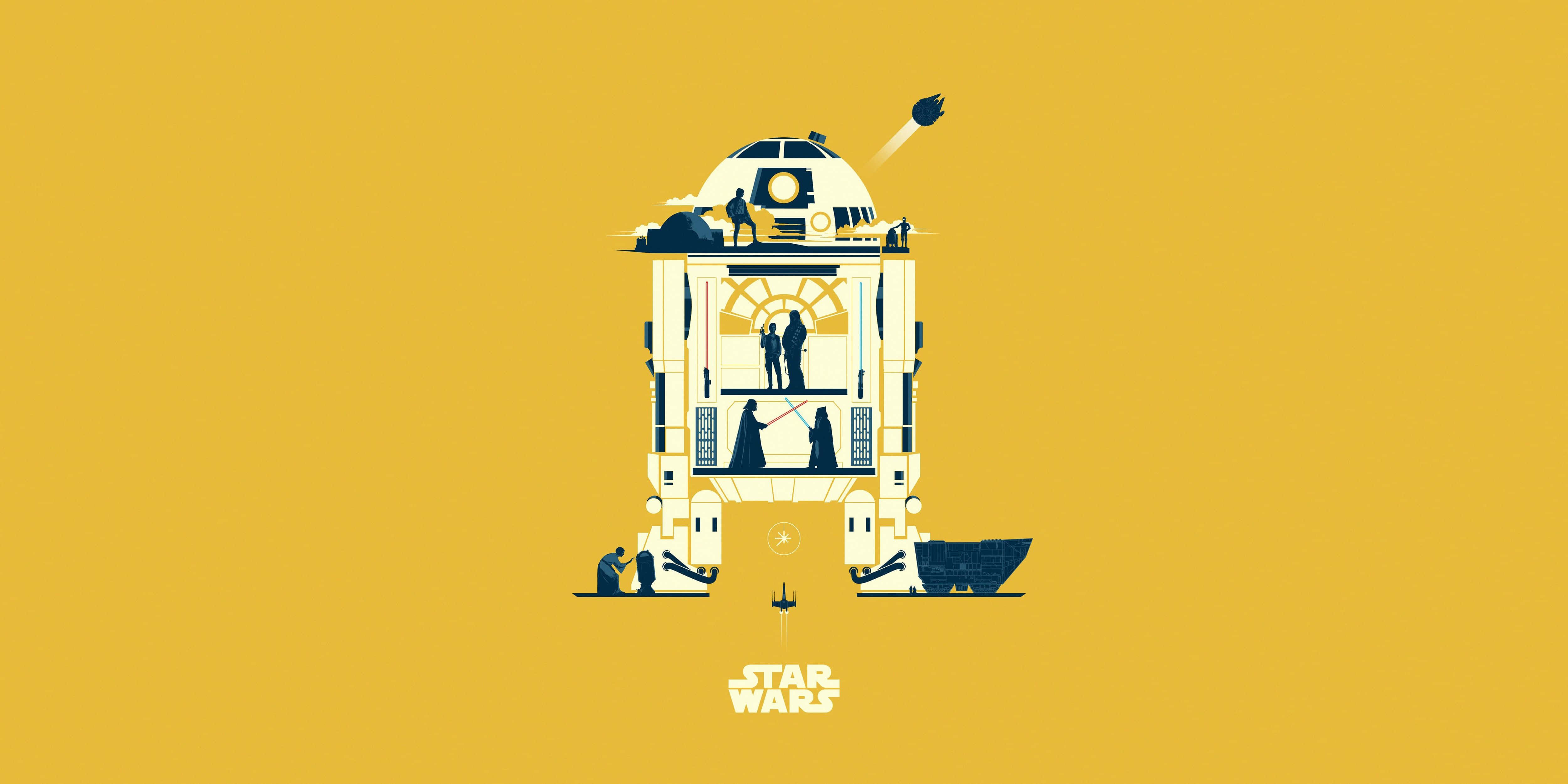 R2-D2 na Dilaw na iPad Wallpaper