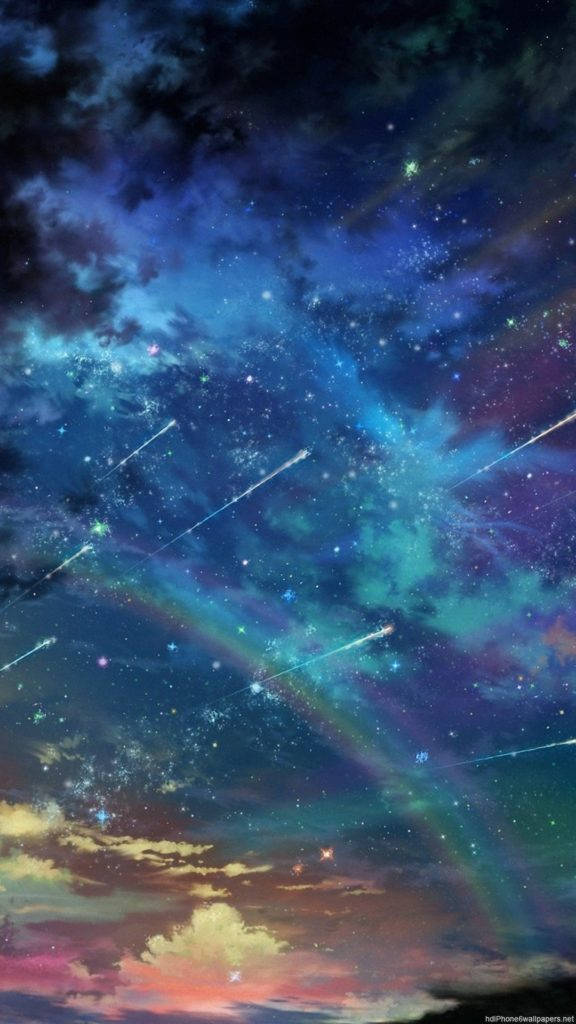 Rainbow at Shooting Stars na Space iPhone Wallpaper