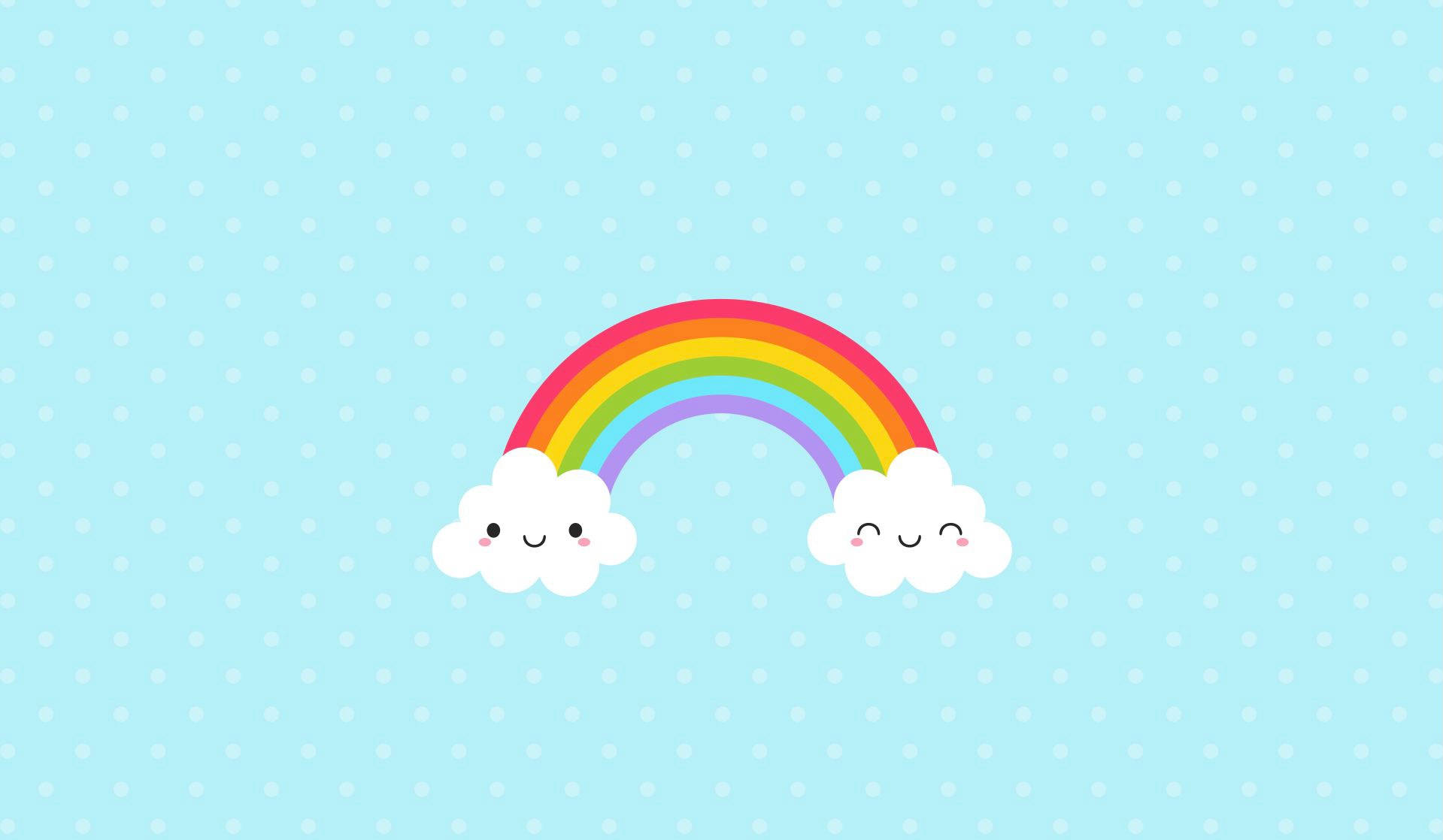 Rainbow na Pastel Blue Wallpaper
