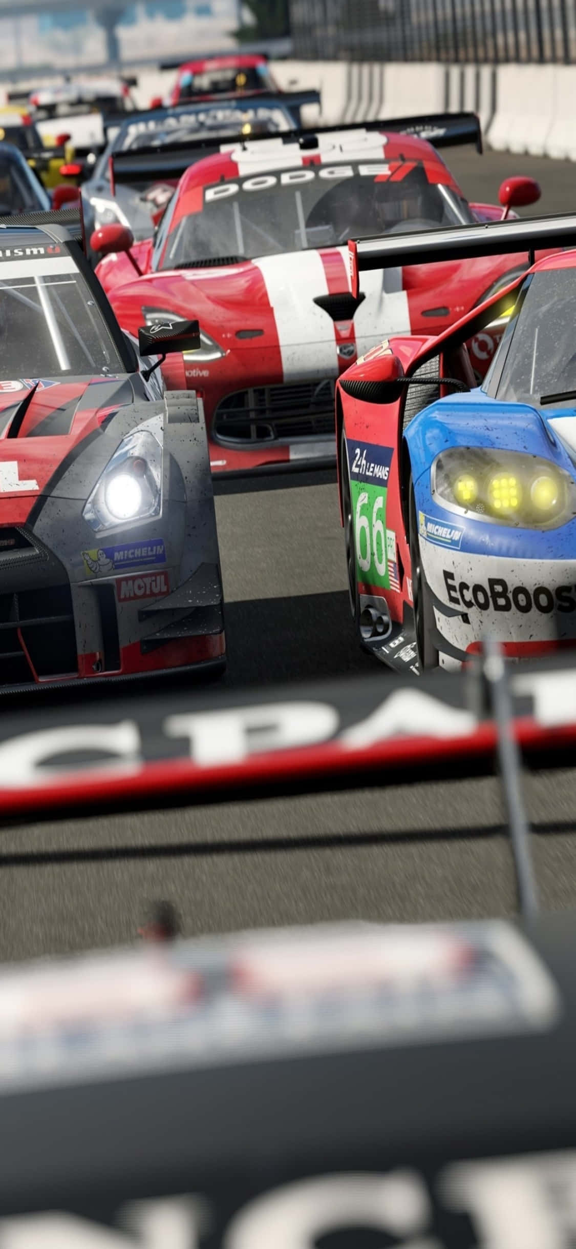 Red And White Ford GT iPhone X Forza Motorsport 7 Background Wallpaper