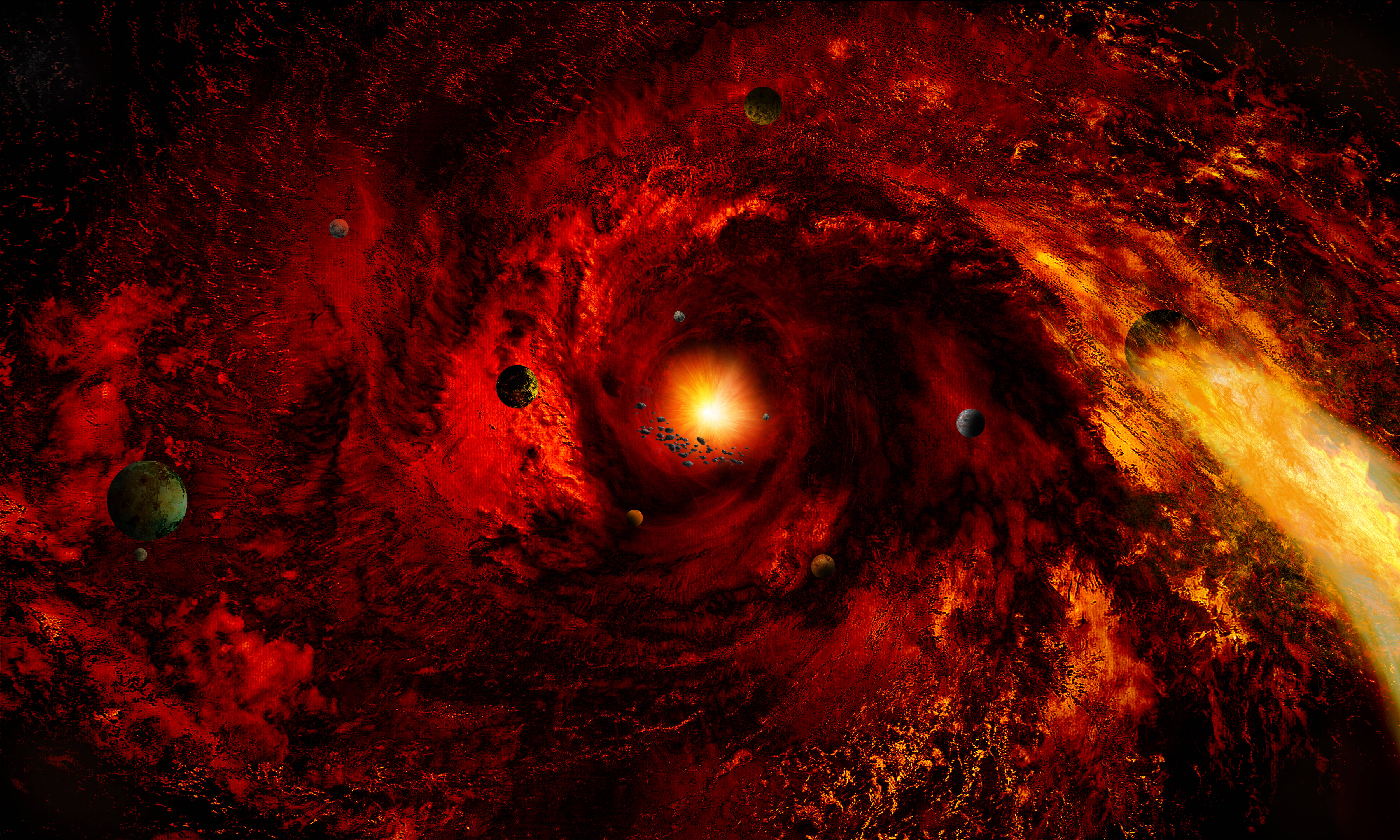 “Pulang Spiral Galaxy na Nagpapaliwanag sa Outer Space” Wallpaper