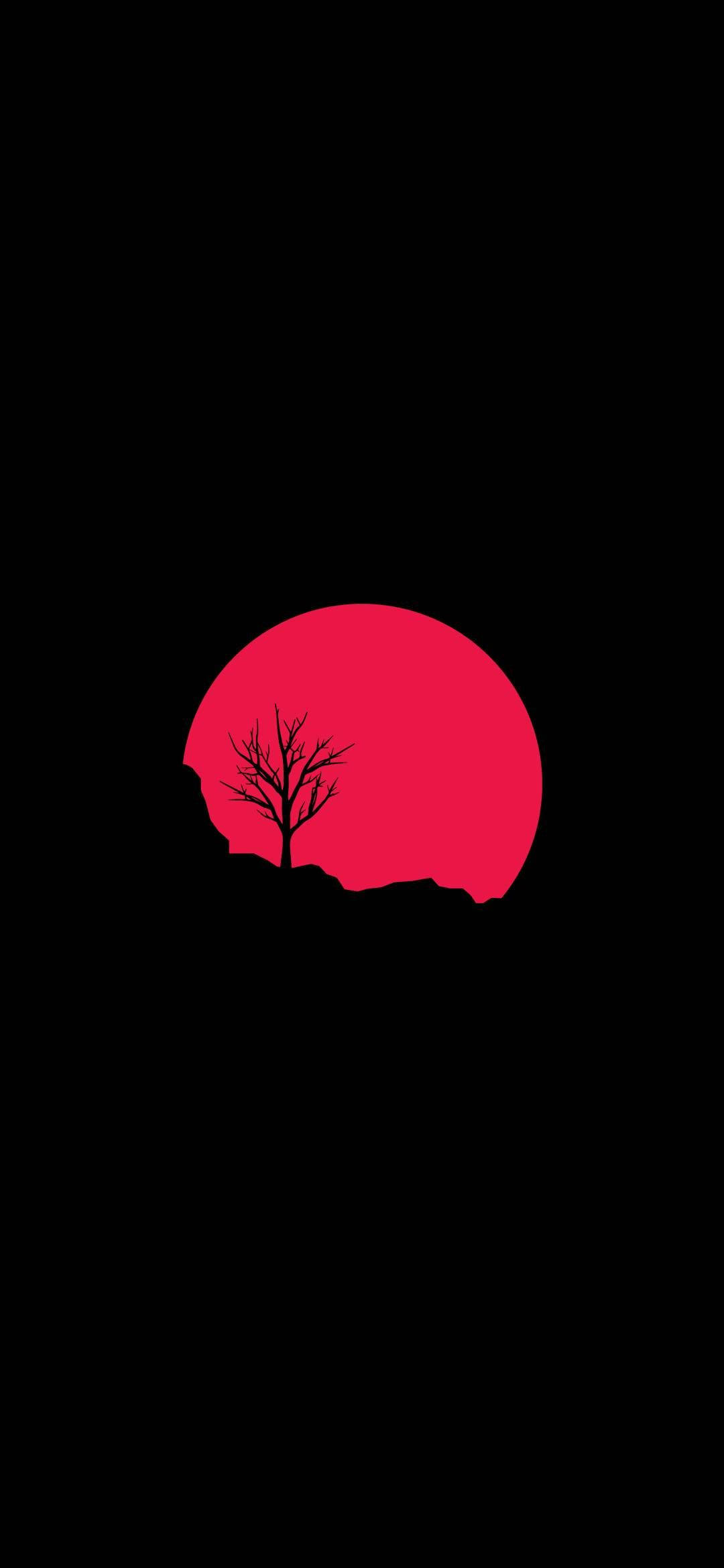 Red Sunset Minimal Dark iPhone Wallpaper