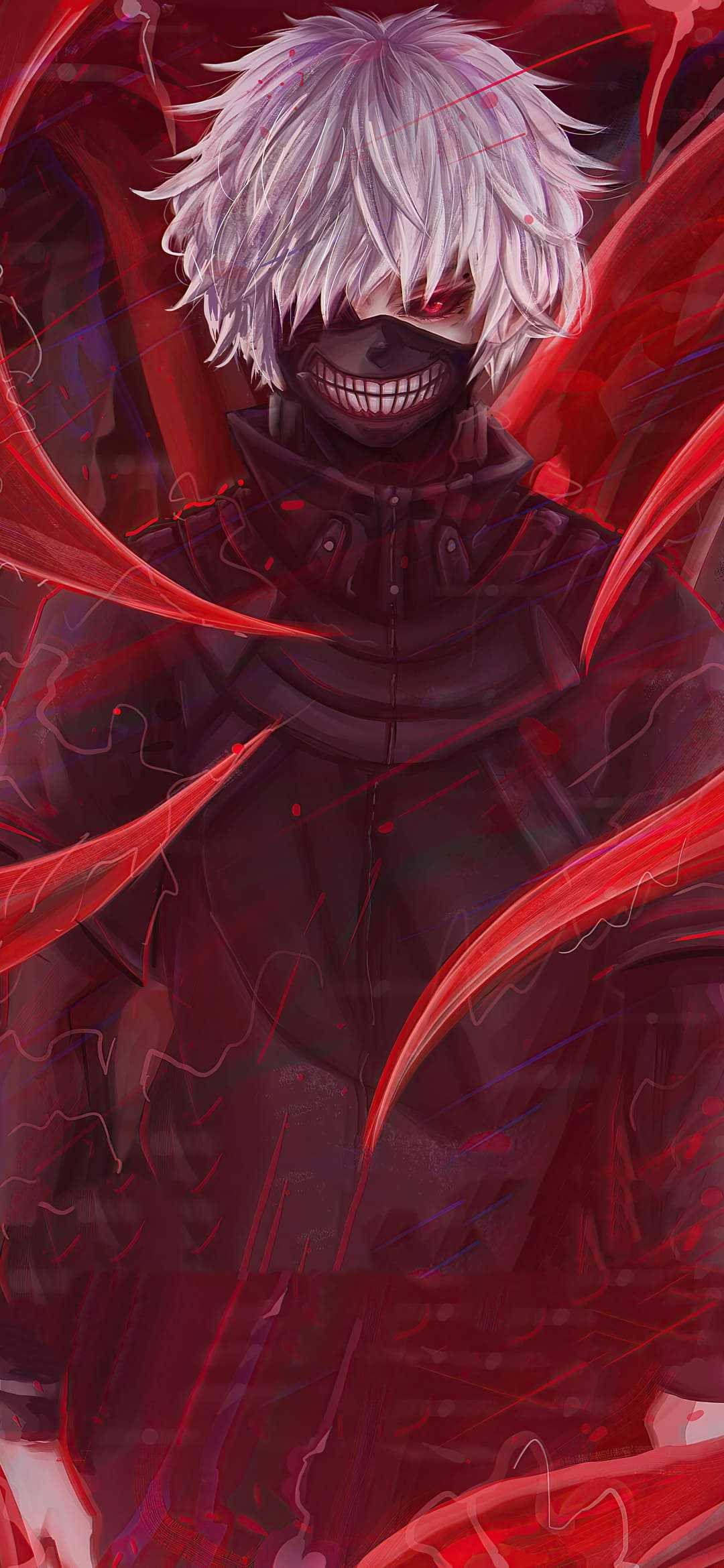 Red-Themed Edgy Anime Ken Kaneki Wallpaper
