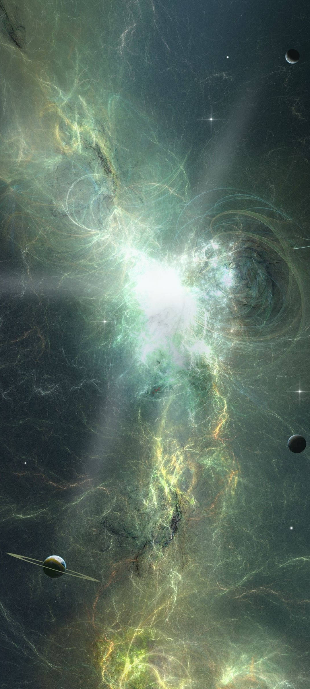 Redmi Note 10 Berdeng Umikot na Kosmos Wallpaper