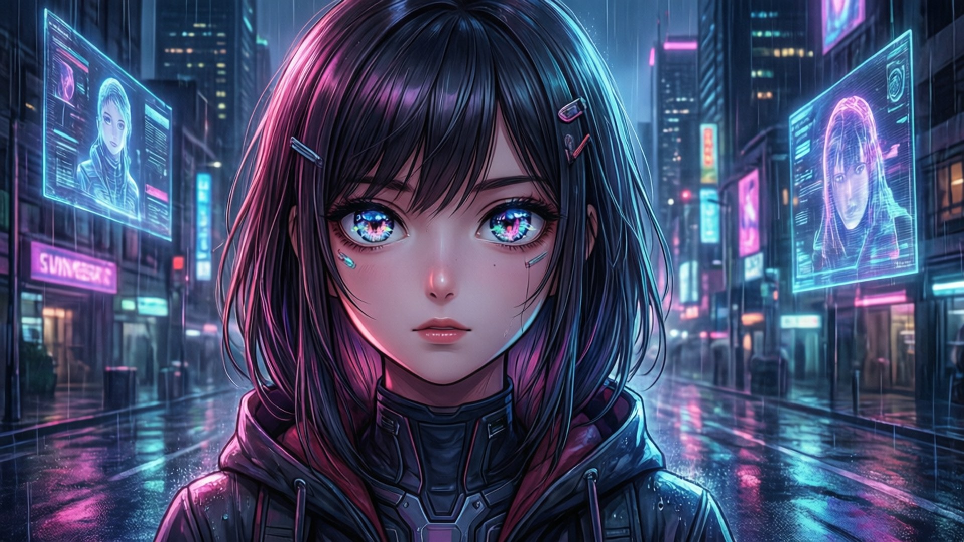 Refleksyon ng Neon City Wallpaper