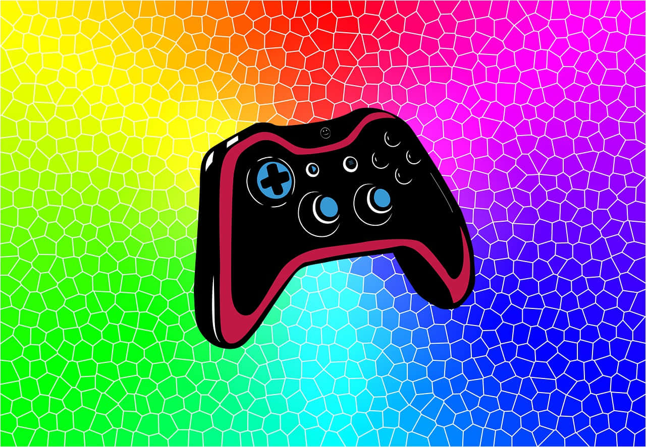 Remote Game Controller Sa Rainbow Background Wallpaper