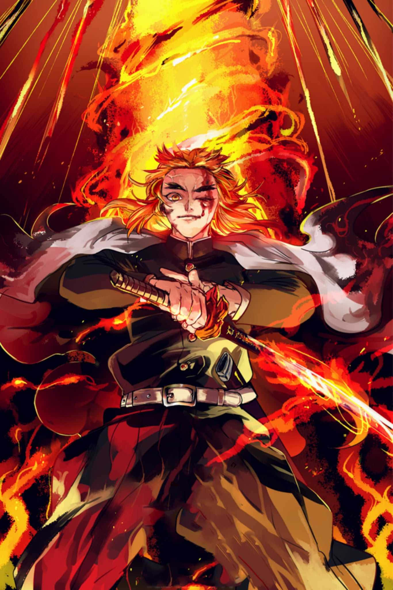Rengoku Kyōjurō - Ang Flame Pillar ng Demon Slayer Corps Wallpaper