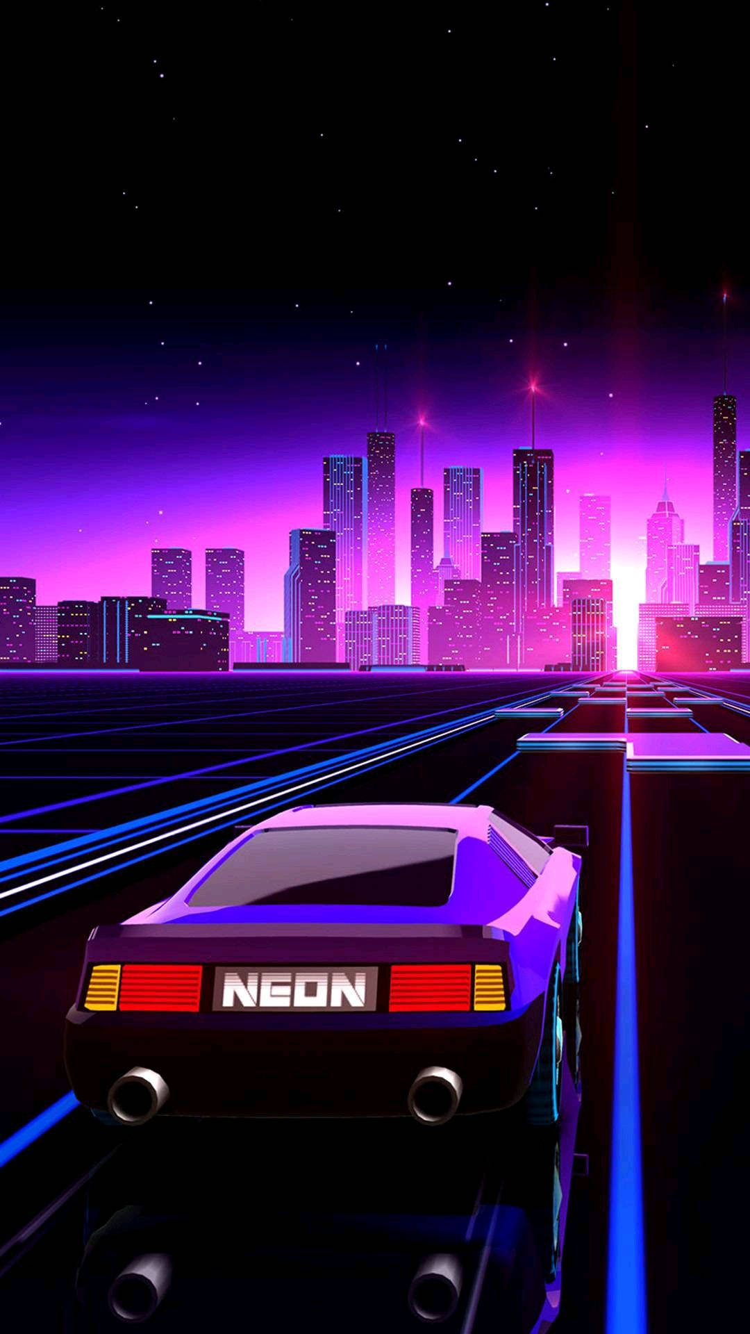Retro na Sasakyan at Lungsod na Aesthetic Wallpaper