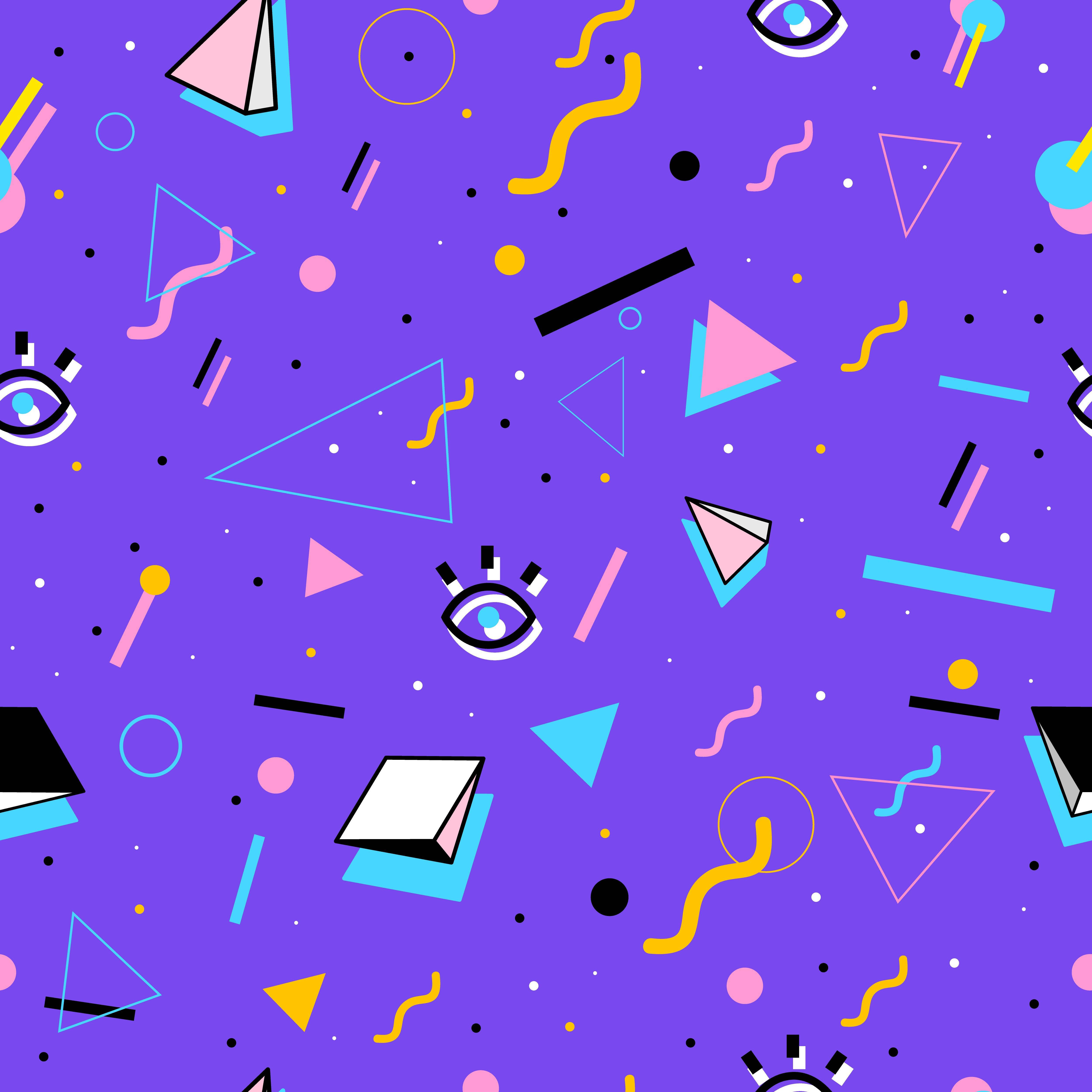Retro Shapes Aesthetic Pattern Wallpaper