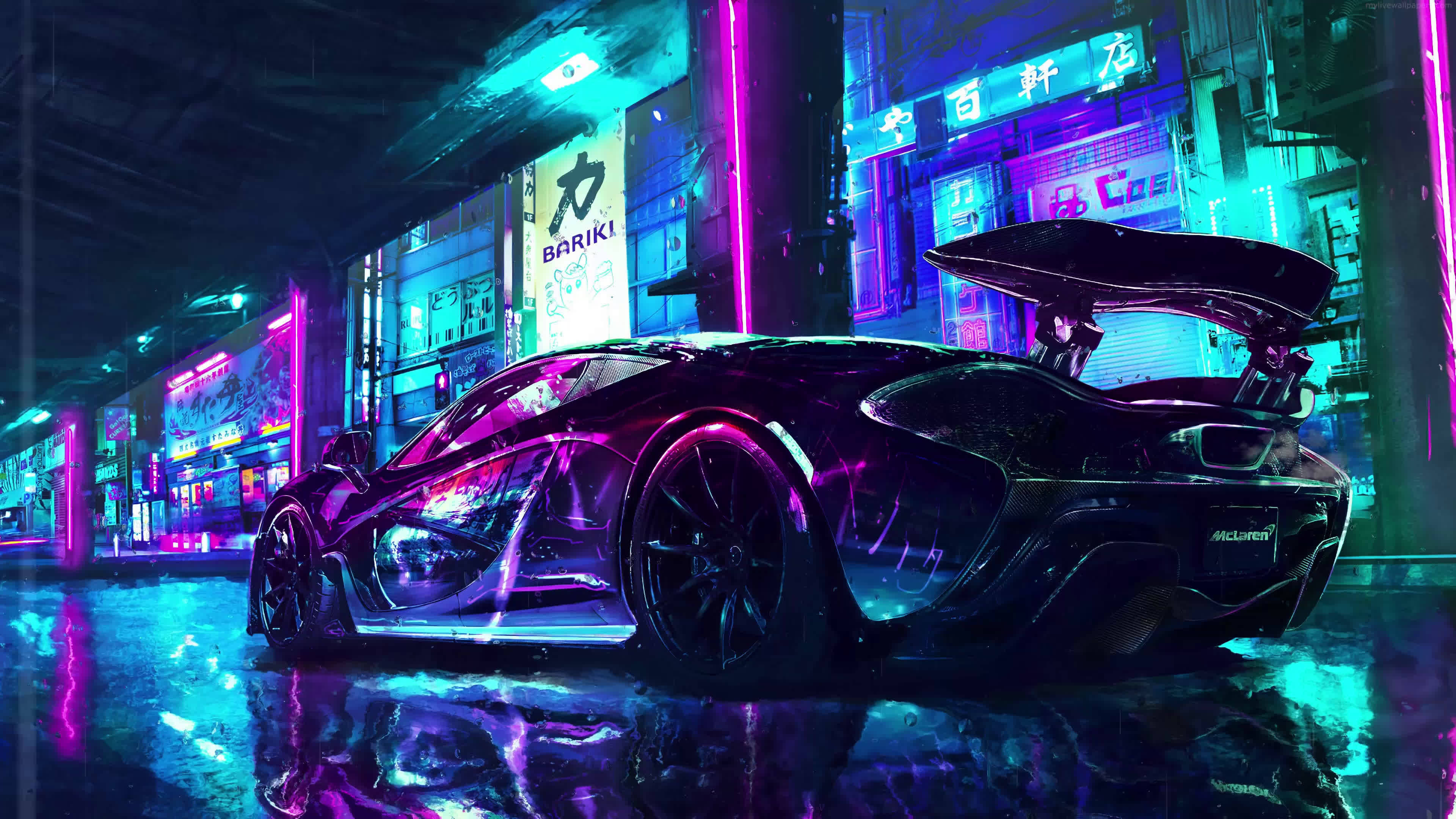 Retro Wave na Mclaren 4K Wallpaper