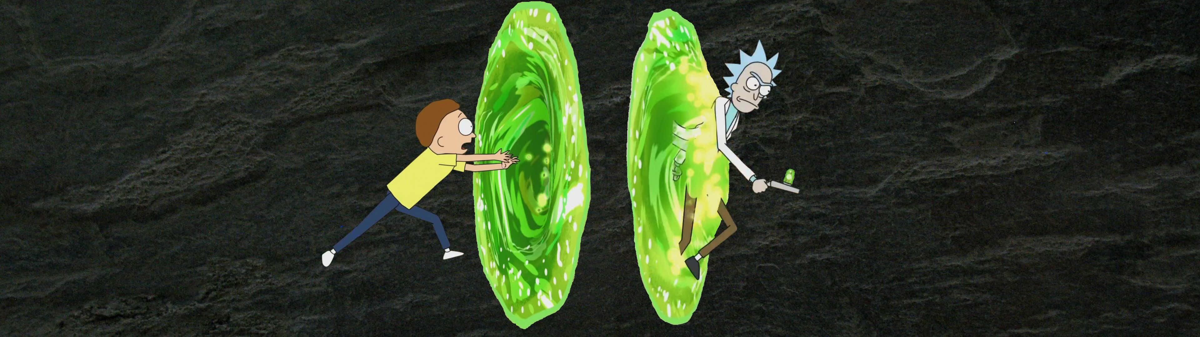 Rick at Morty Astig na Dalawang Monitor Wallpaper