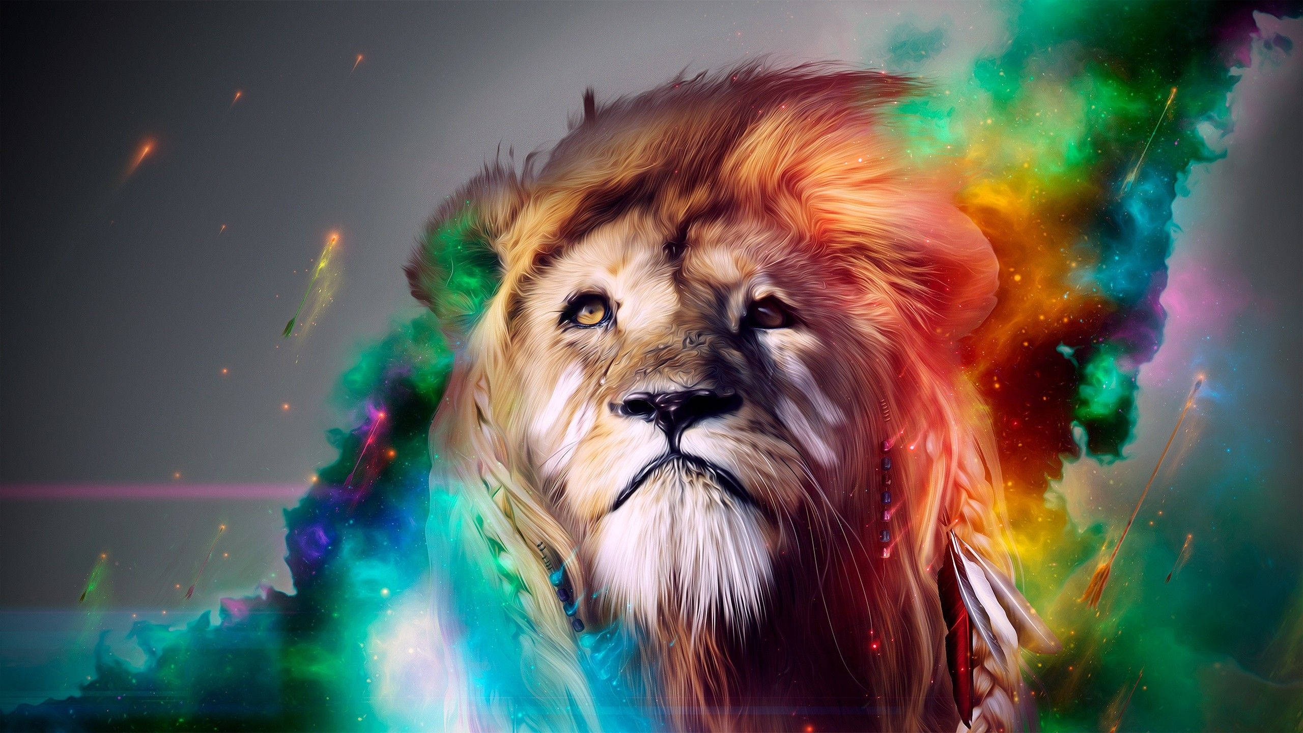 Umaalong na Leon sa Kulay na Usok Wallpaper