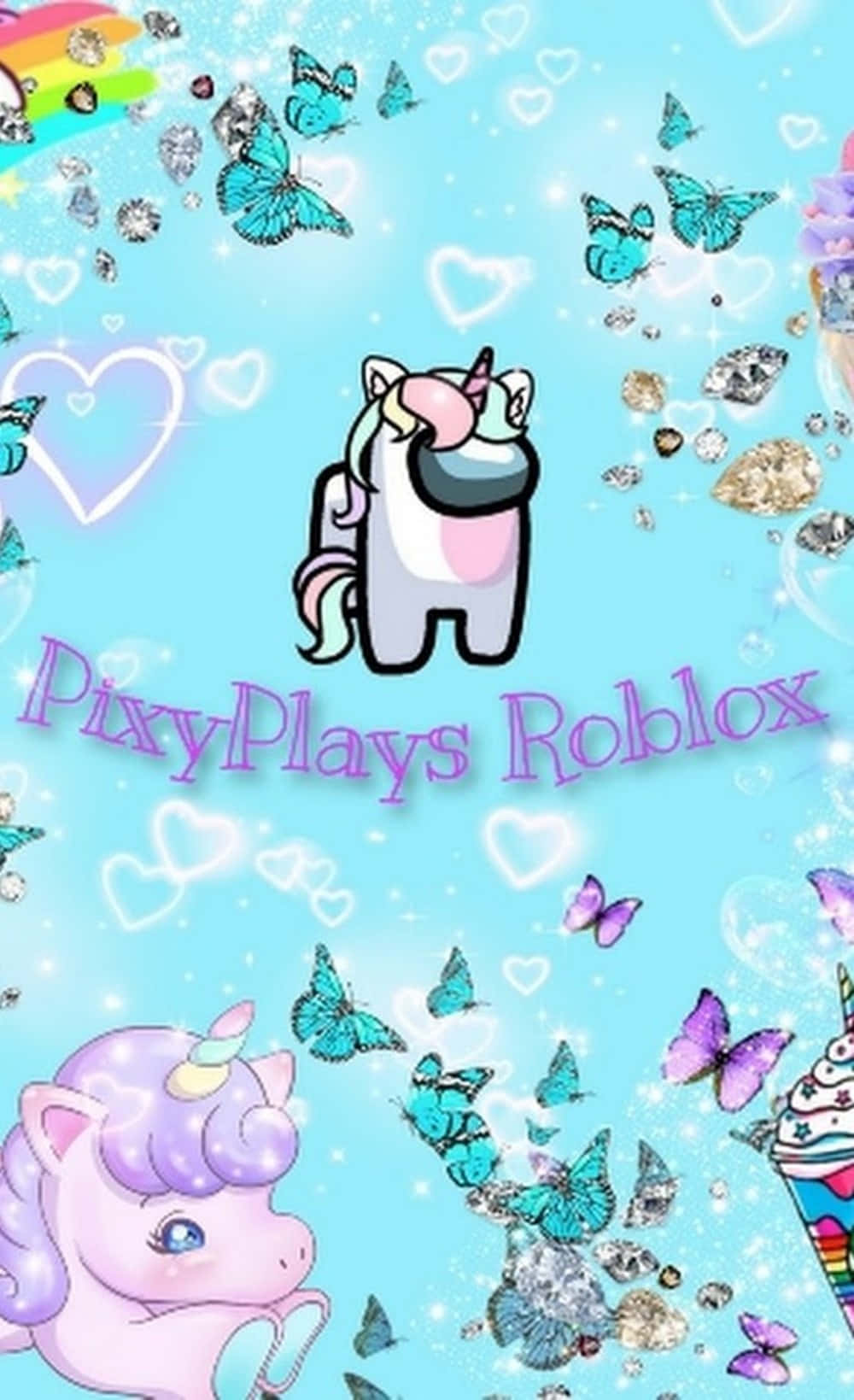 Roblox iPhone Unicorn na may Pastel na Paru-paro Wallpaper