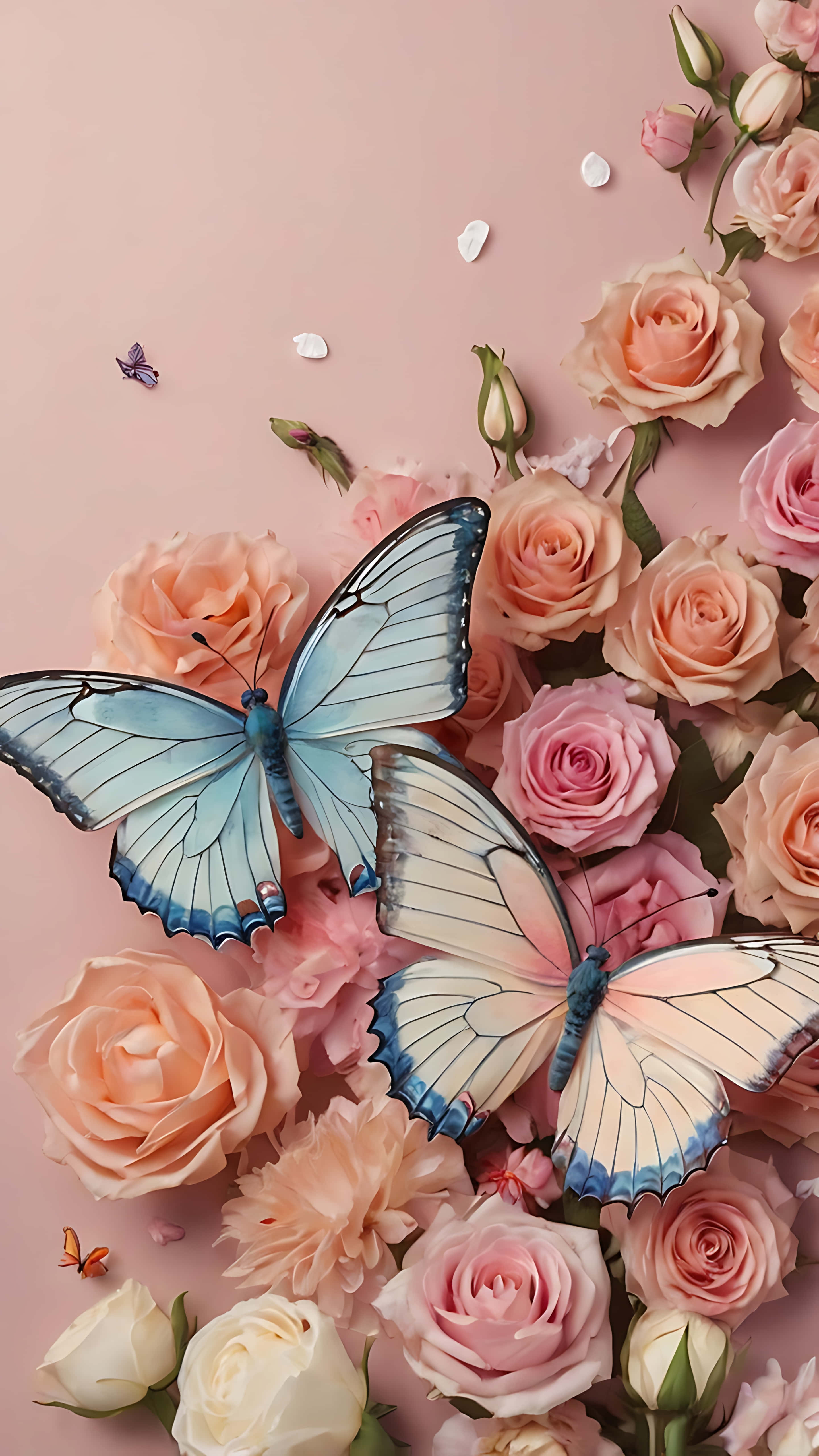 Romantikong halik ng paruparo wallpaper para sa smartphone Wallpaper
