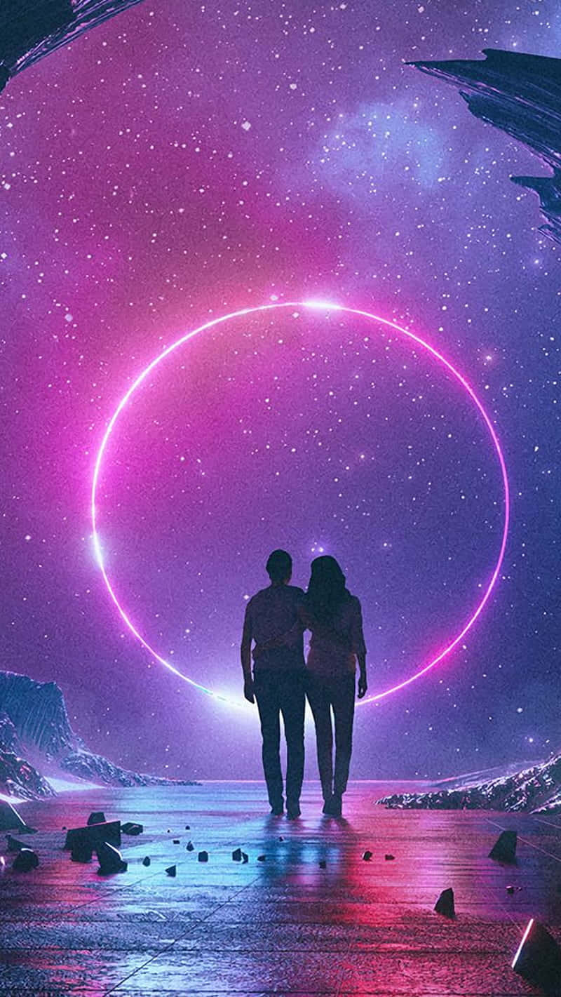 Romantikong Pink Purple Space Wallpaper
