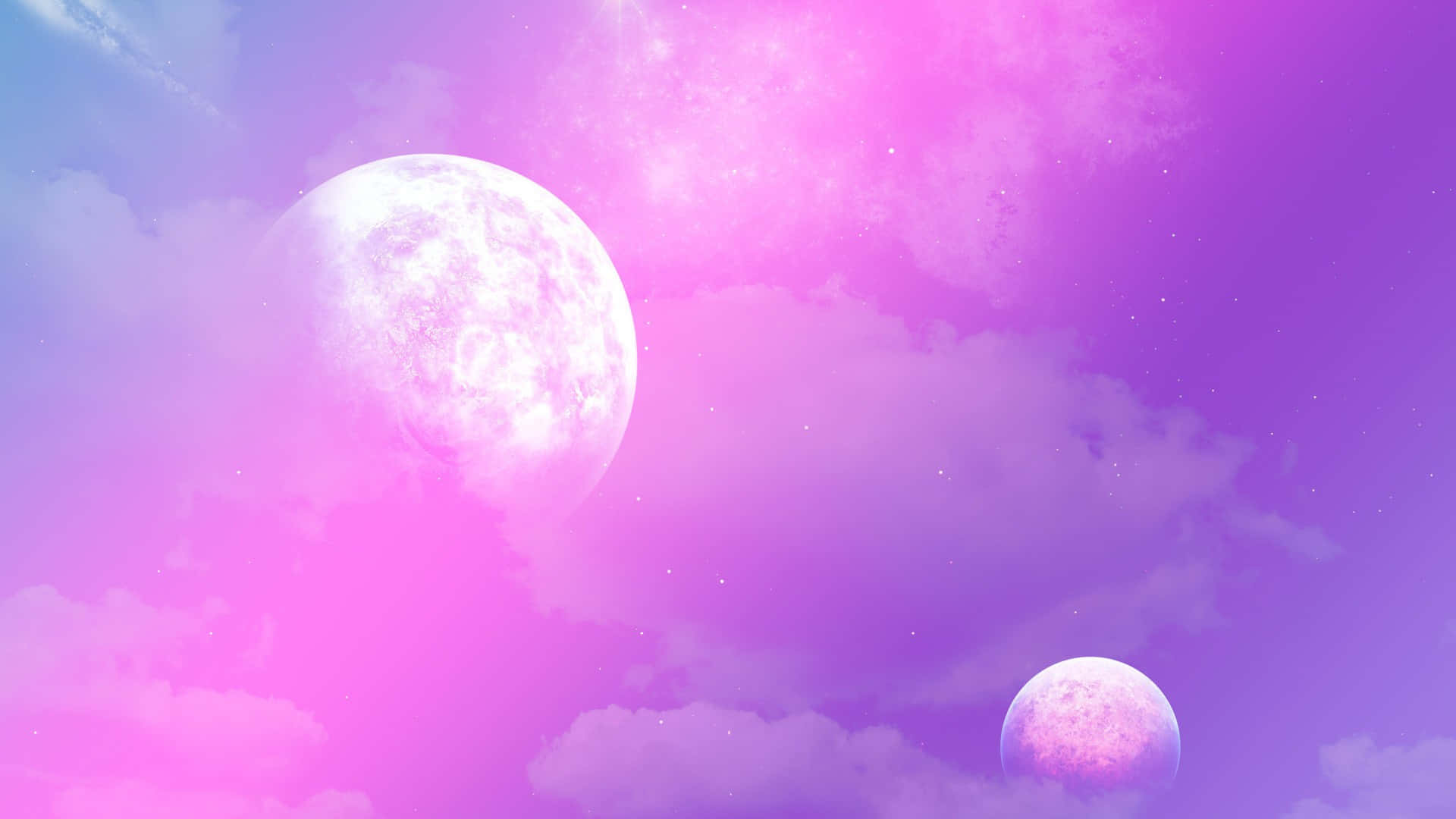 Rosas na Buwan at Lila na Langit Wallpaper