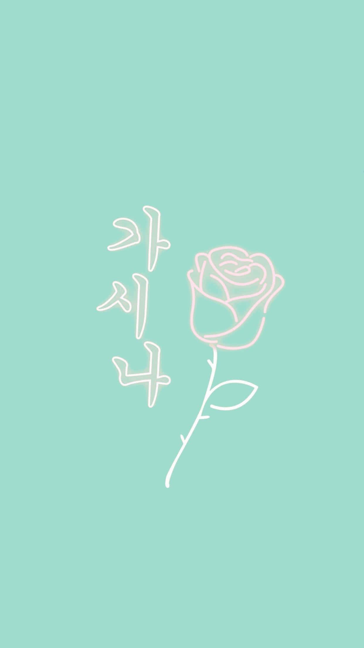 Rosas na Korean na may Pastel Green na Background Wallpaper