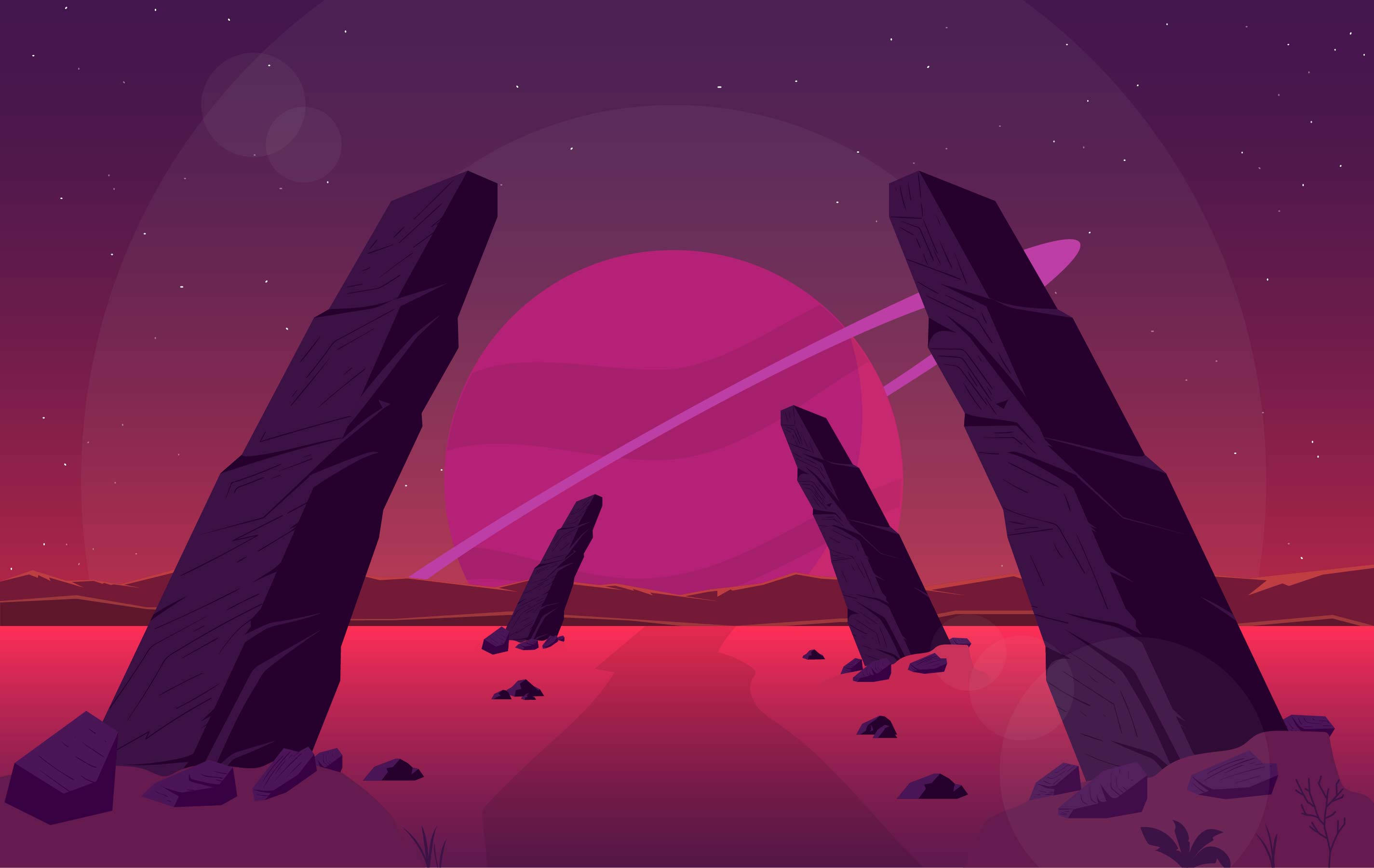 Rosas na Vector Art ng Stonehenge Wallpaper