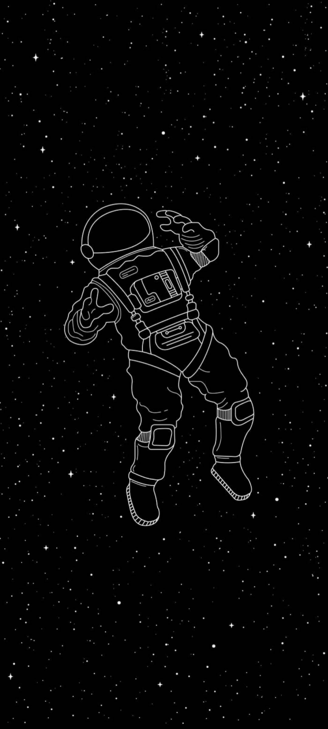 S10+ Itim at Puting Astronaut Wallpaper