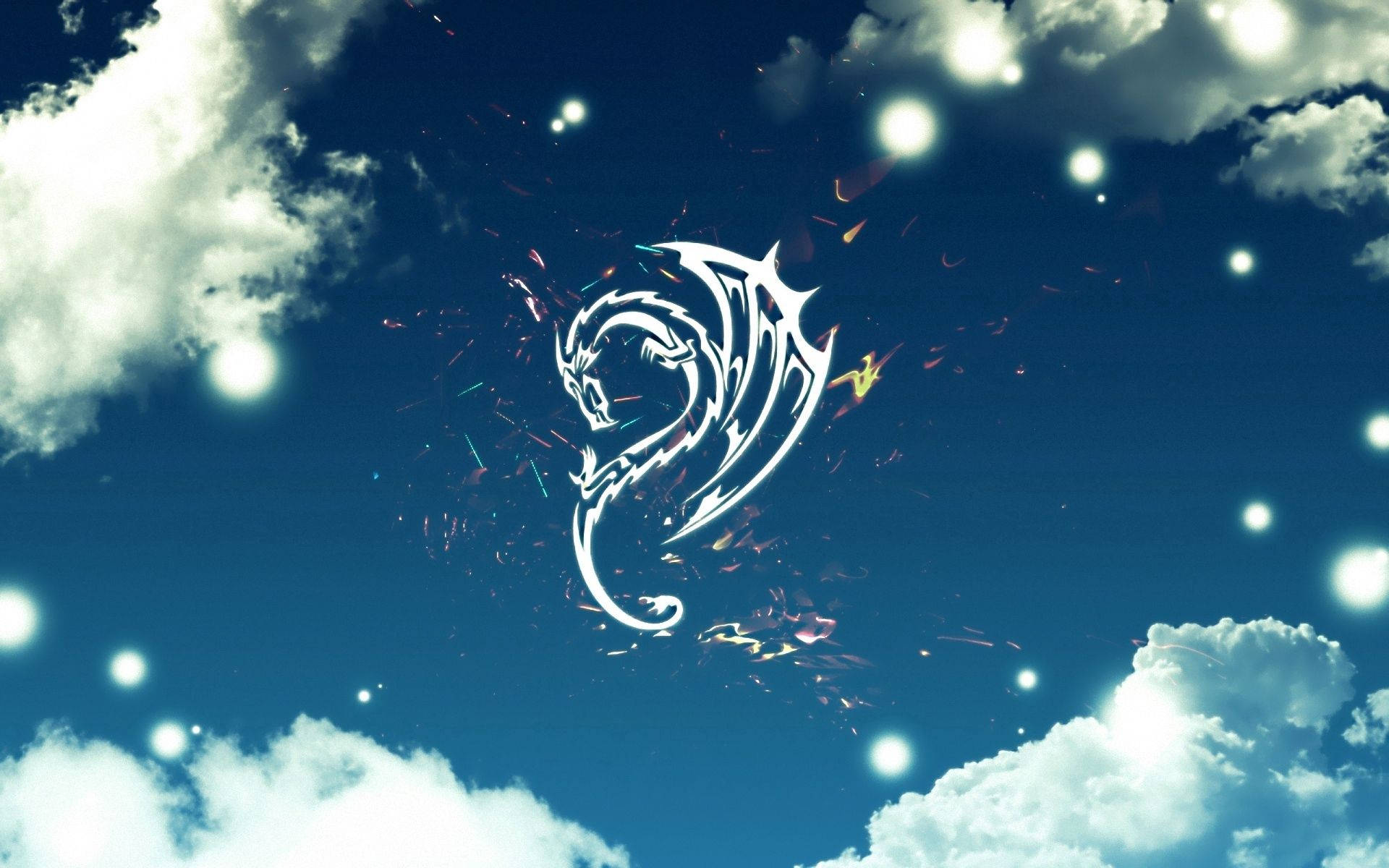 Sa itaas ng mga ulap, naninirahan ang isang makapangyarihang dragon Wallpaper