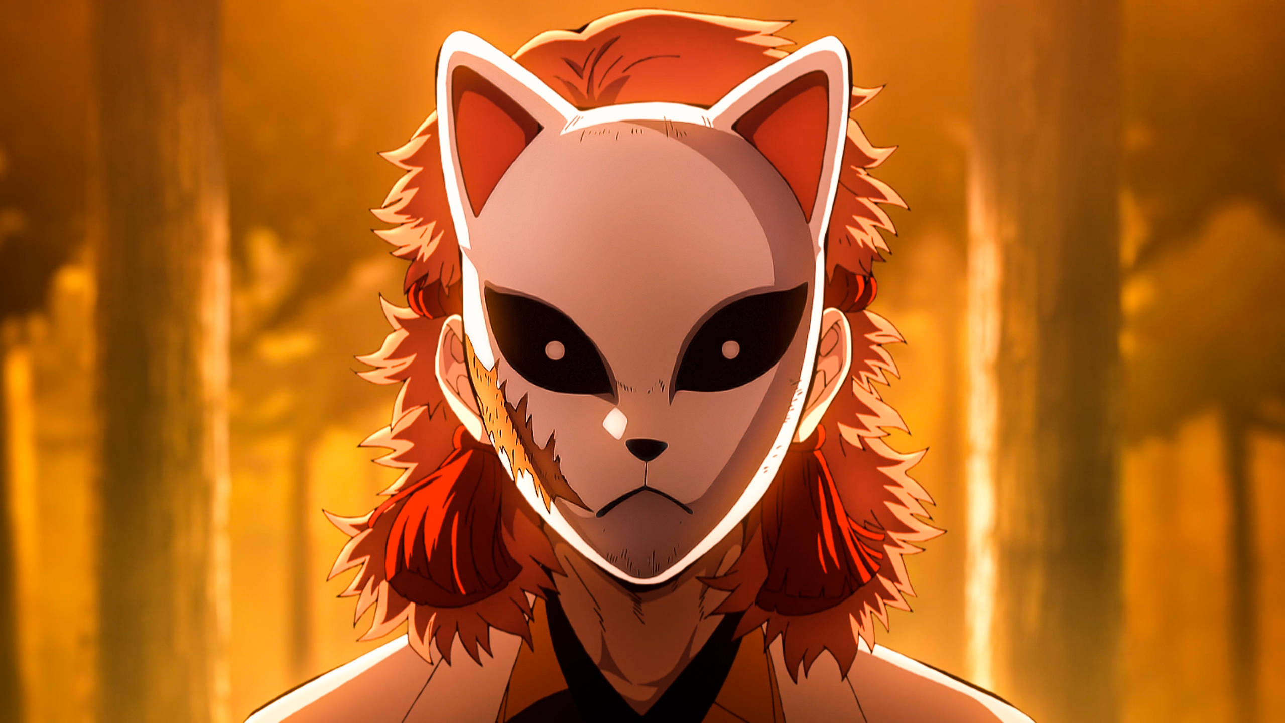 Sabito na may suot na Kitsune Mask sa Demon Slayer Wallpaper