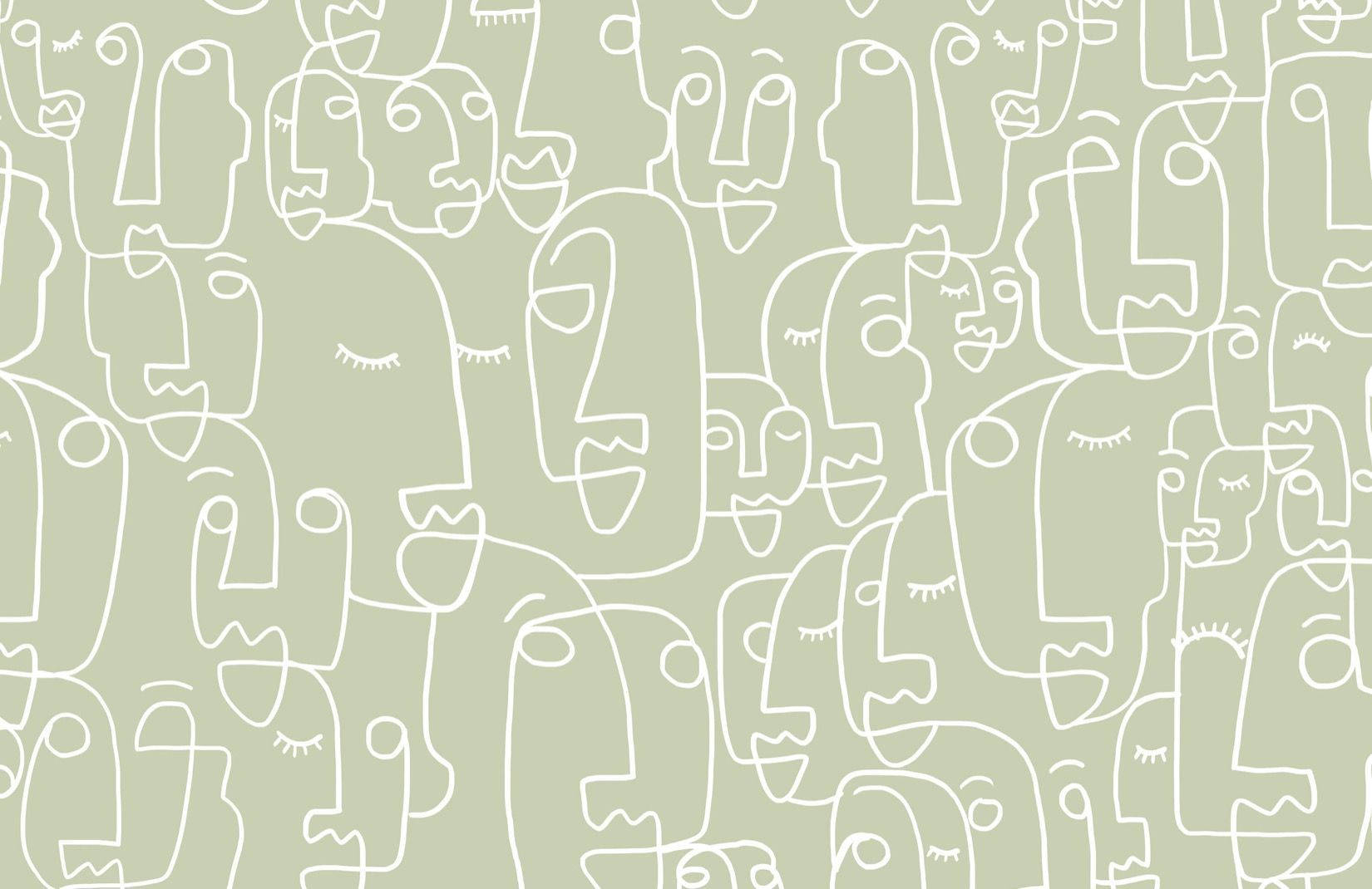 Sage Green Aesthetic na mga Mukha Wallpaper