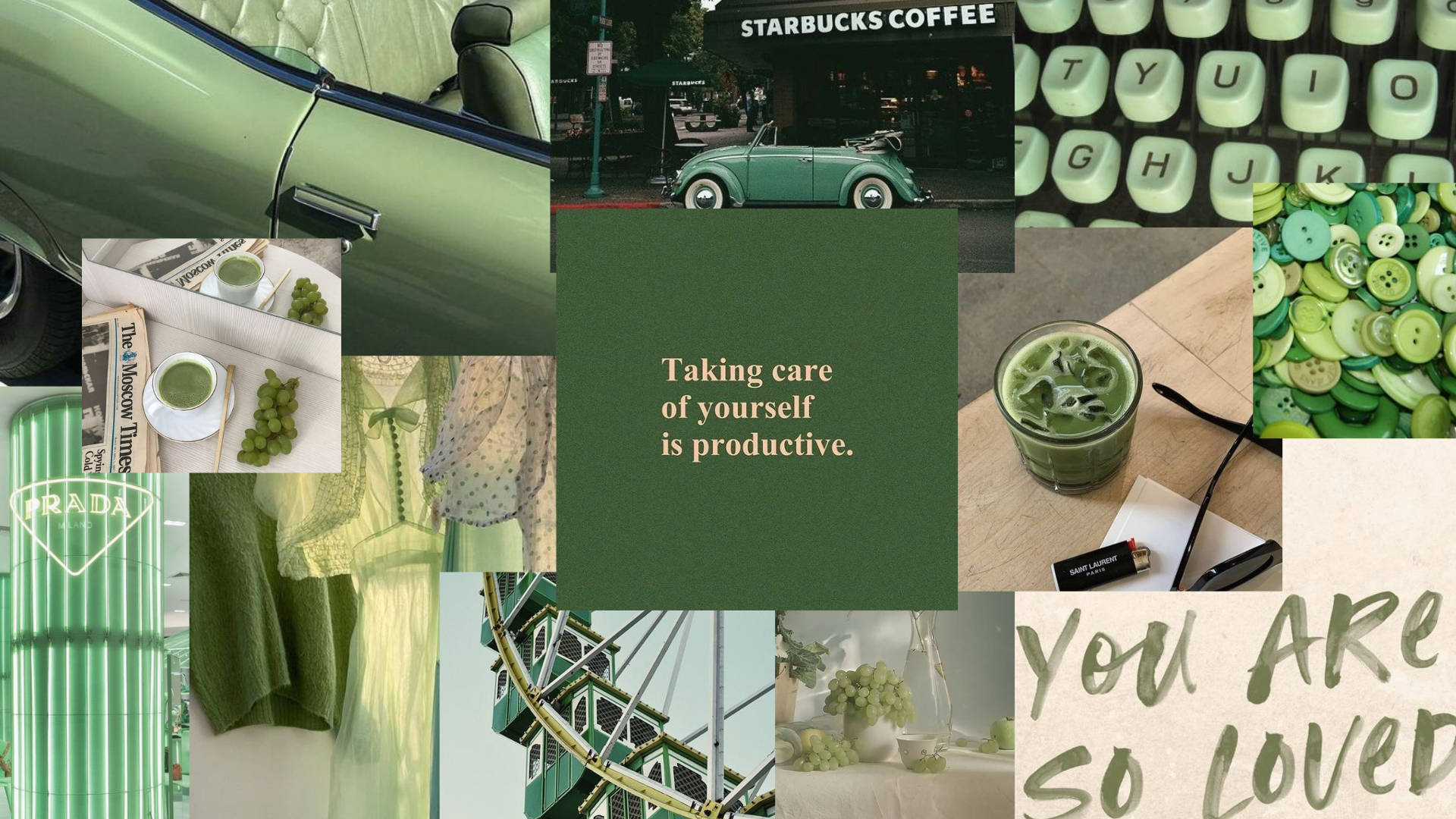 Sage Green Aesthetic na Pagmamahal sa Sarili Wallpaper