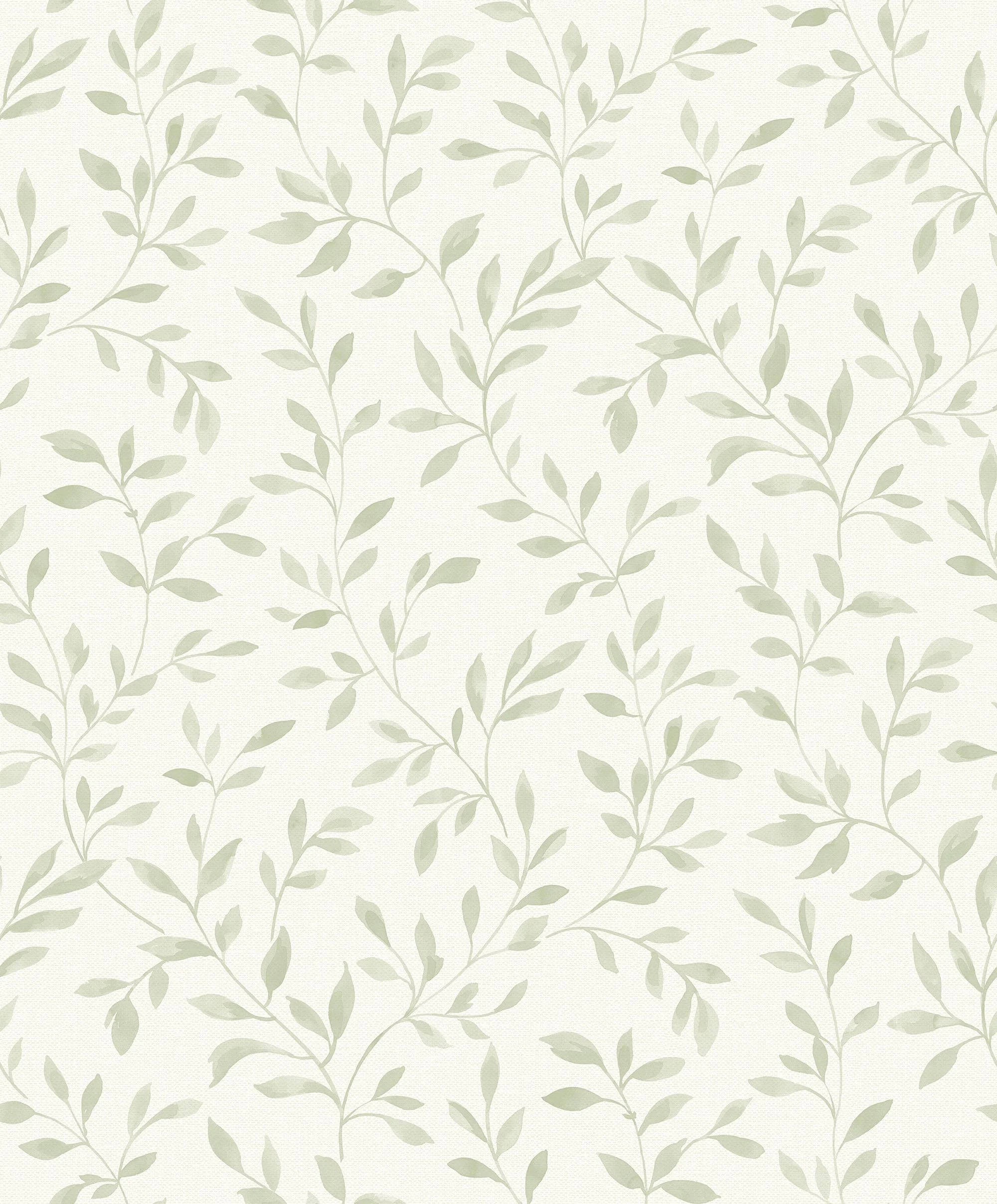 Sage Green Dahon Pattern Wallpaper