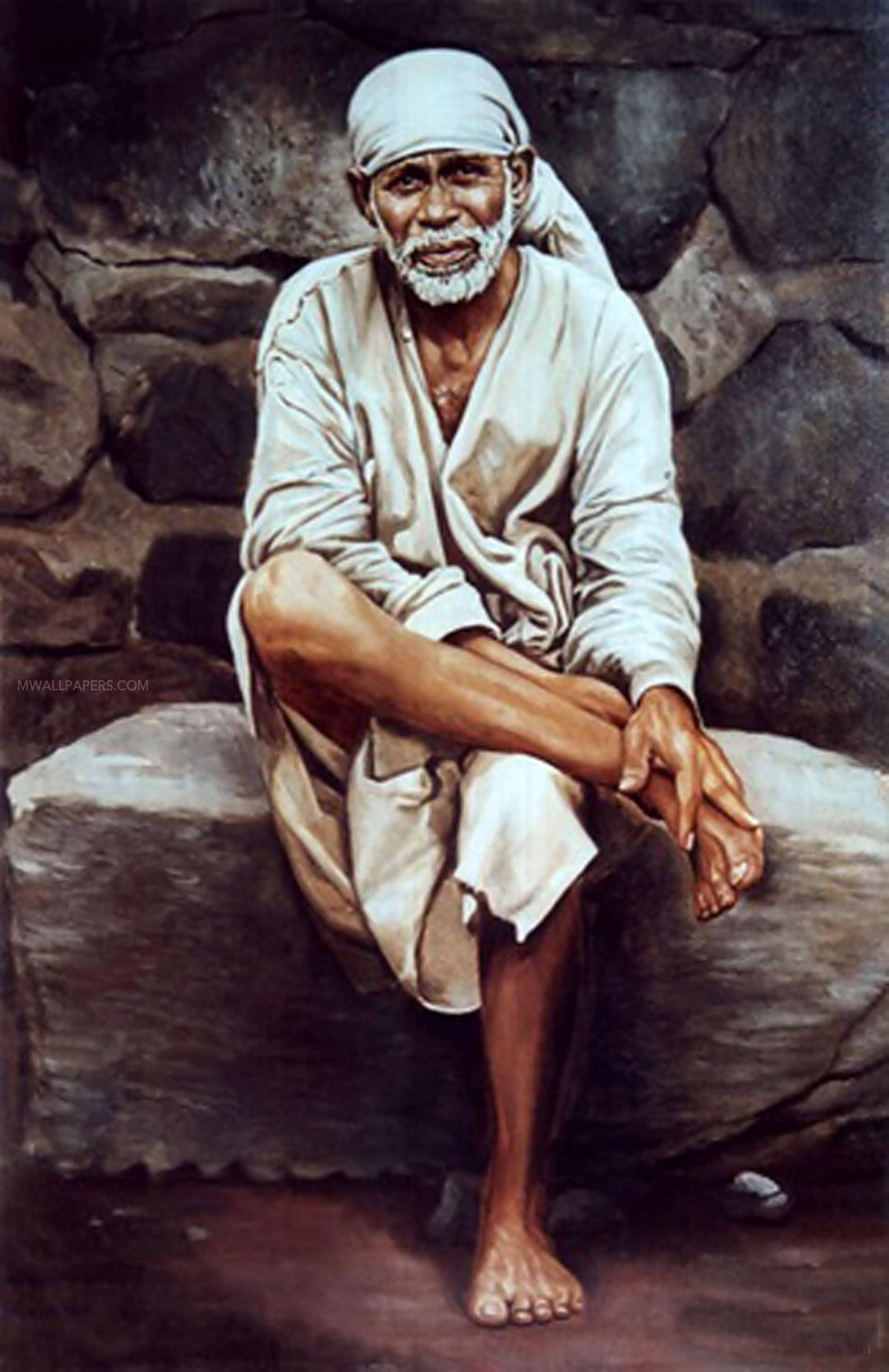 Sai Baba Restored Photo 4K Wallpaper