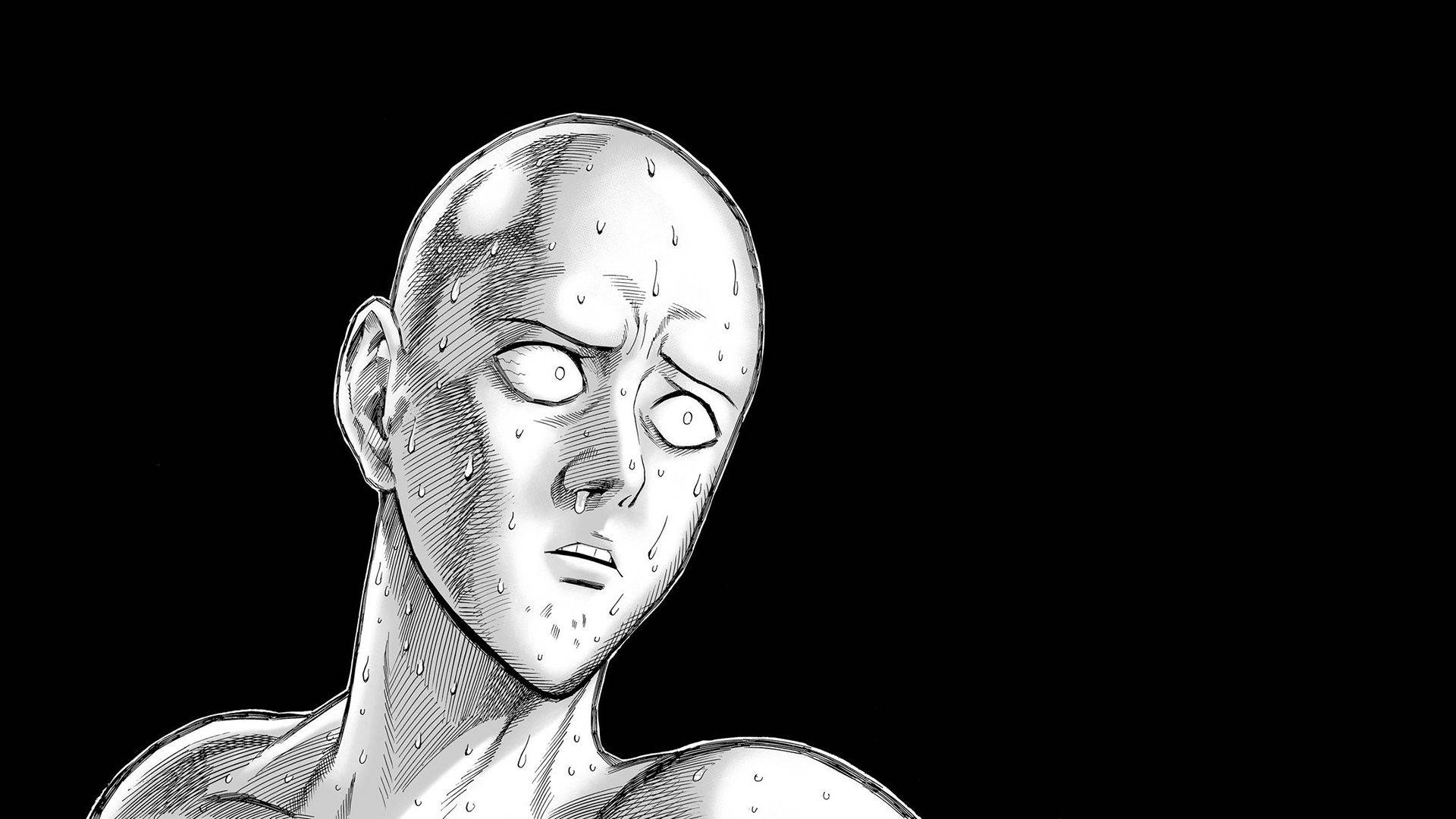 Saitama Anime Nakakatawang Grayscale Wallpaper