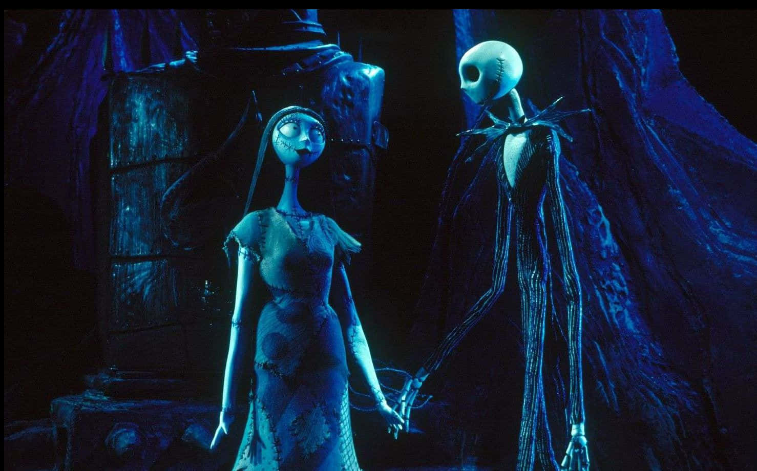 Sally at Jack sa Madilim na Nightmare Before Christmas Wallpaper