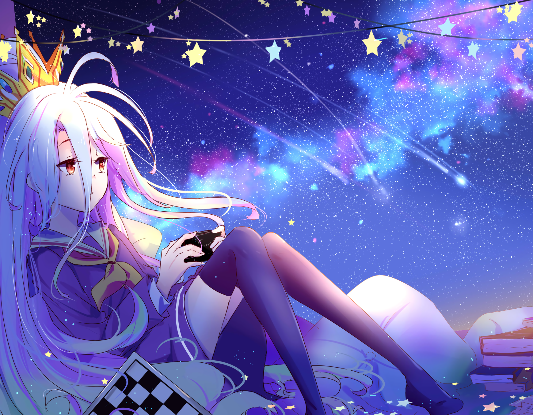 Samahan sina Sora at Shiro sa kanilang paglalakbay upang maging pinakamahusay na manlalaro sa No Game No Life Wallpaper