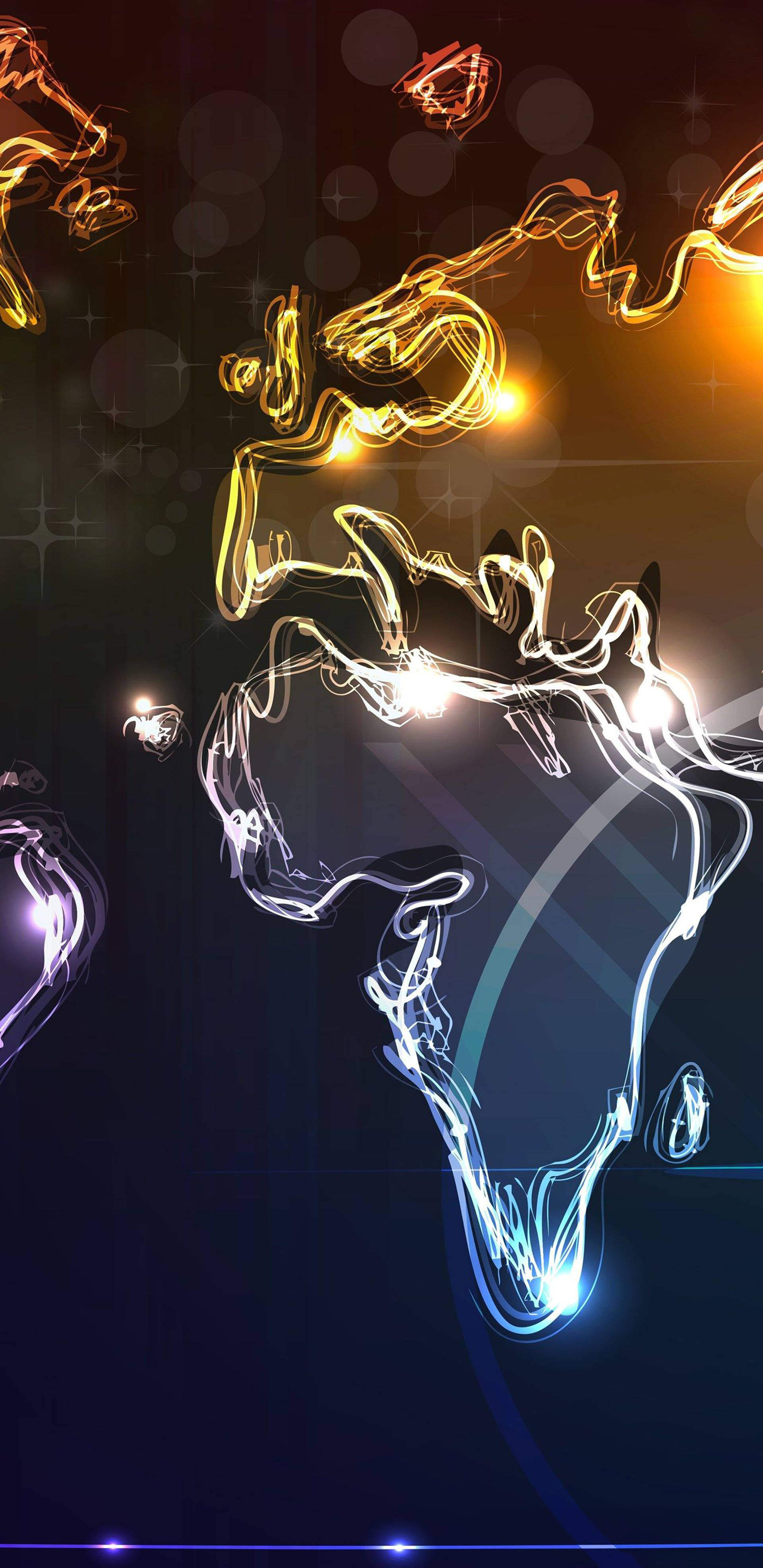Samsung Galaxy S22 na Nasindihan ng Neon Map Light. Wallpaper