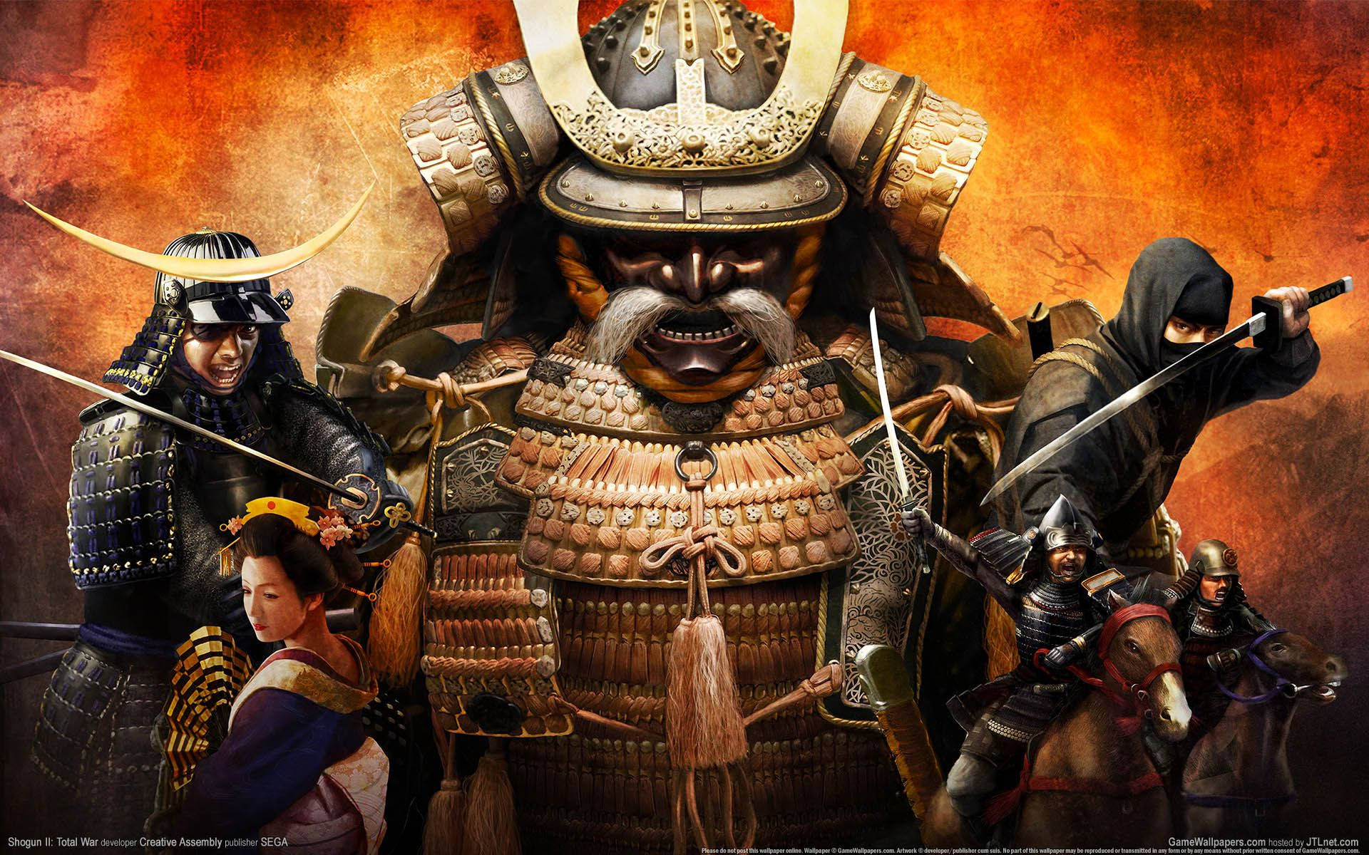 Samurai Hapon Kasama ang Geisha at mga Ninja Wallpaper