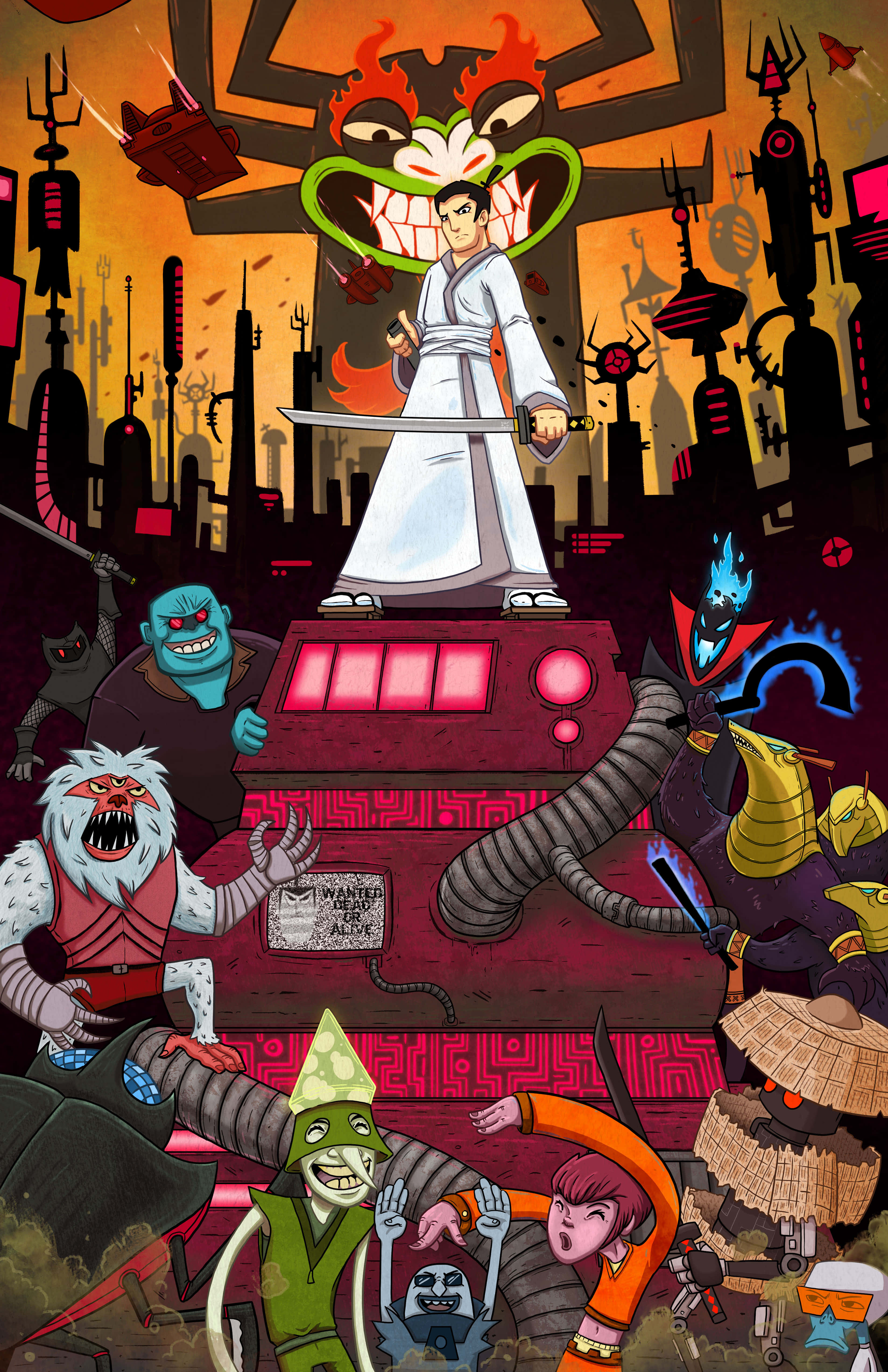 Samurai Jack sa Isang Stylized Landscape Wallpaper