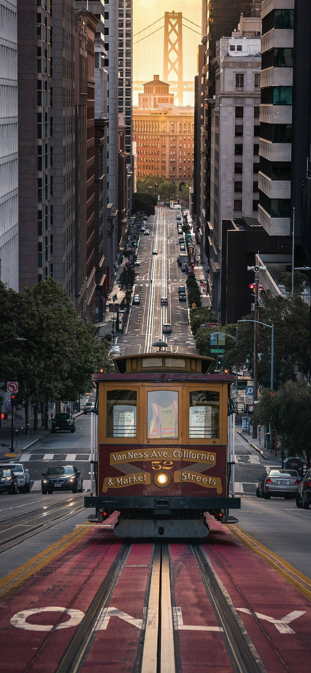 San Francisco Telepono Cable Car Paglubog ng Araw Wallpaper