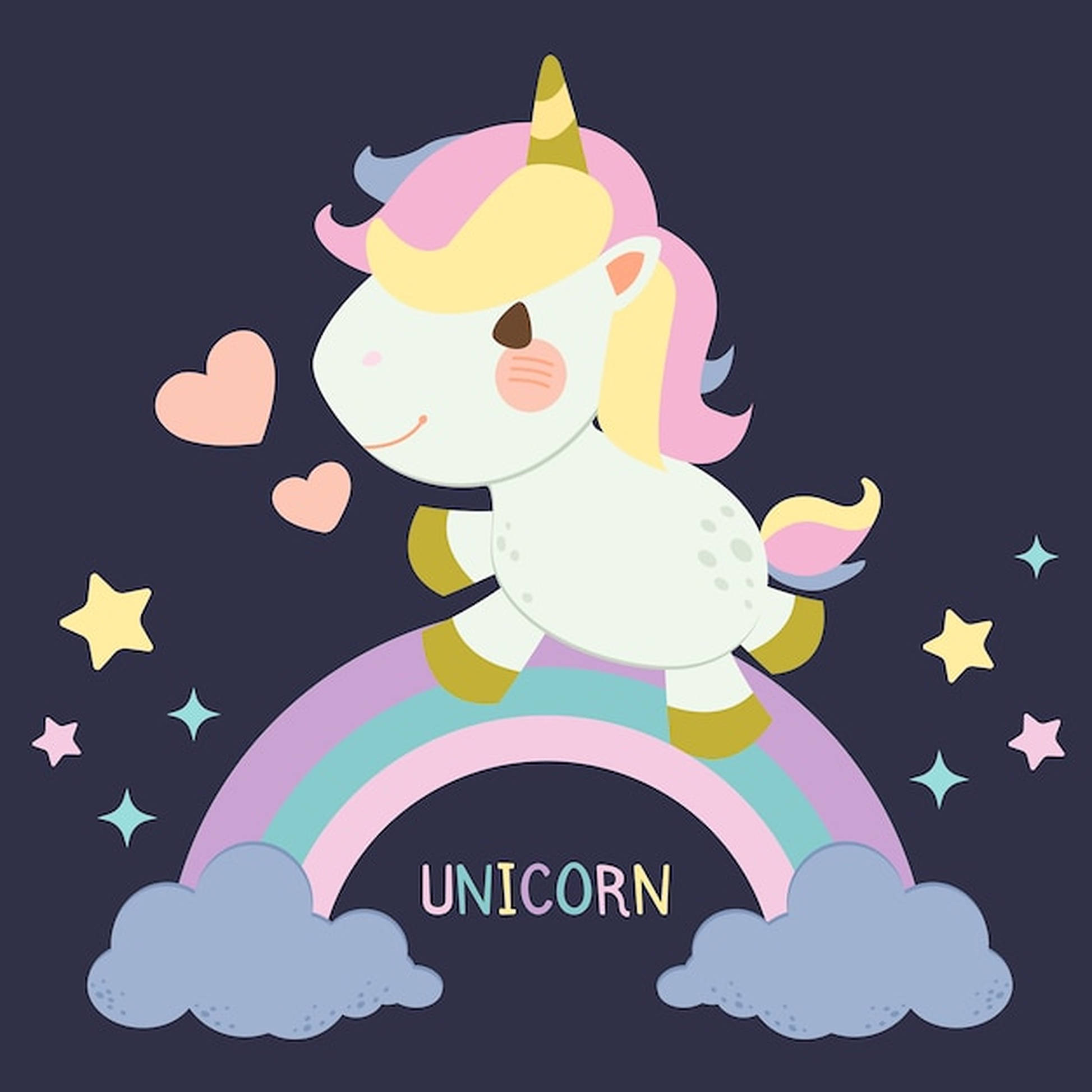 Sanggol na Unicorn sa Pastel na Bahaghari Wallpaper
