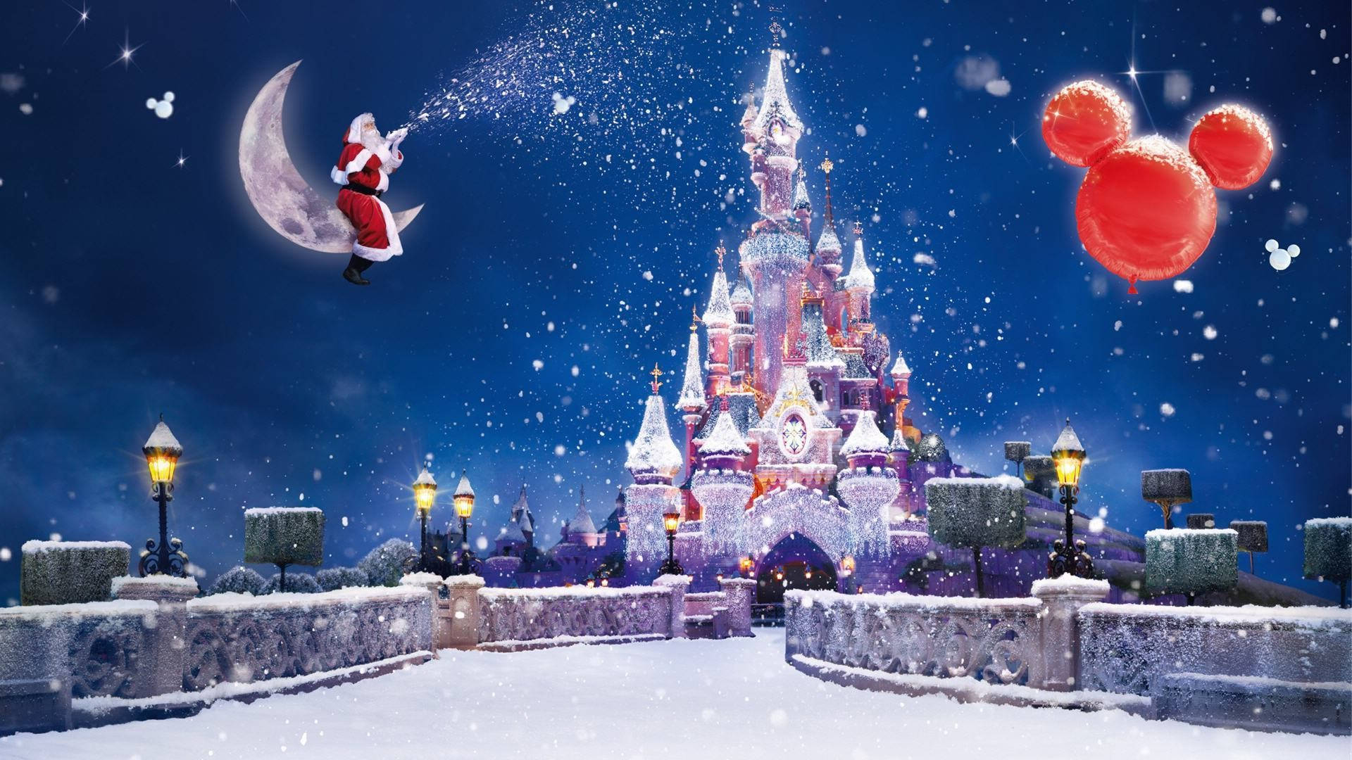 Santa At Ang Disney Castle Wallpaper