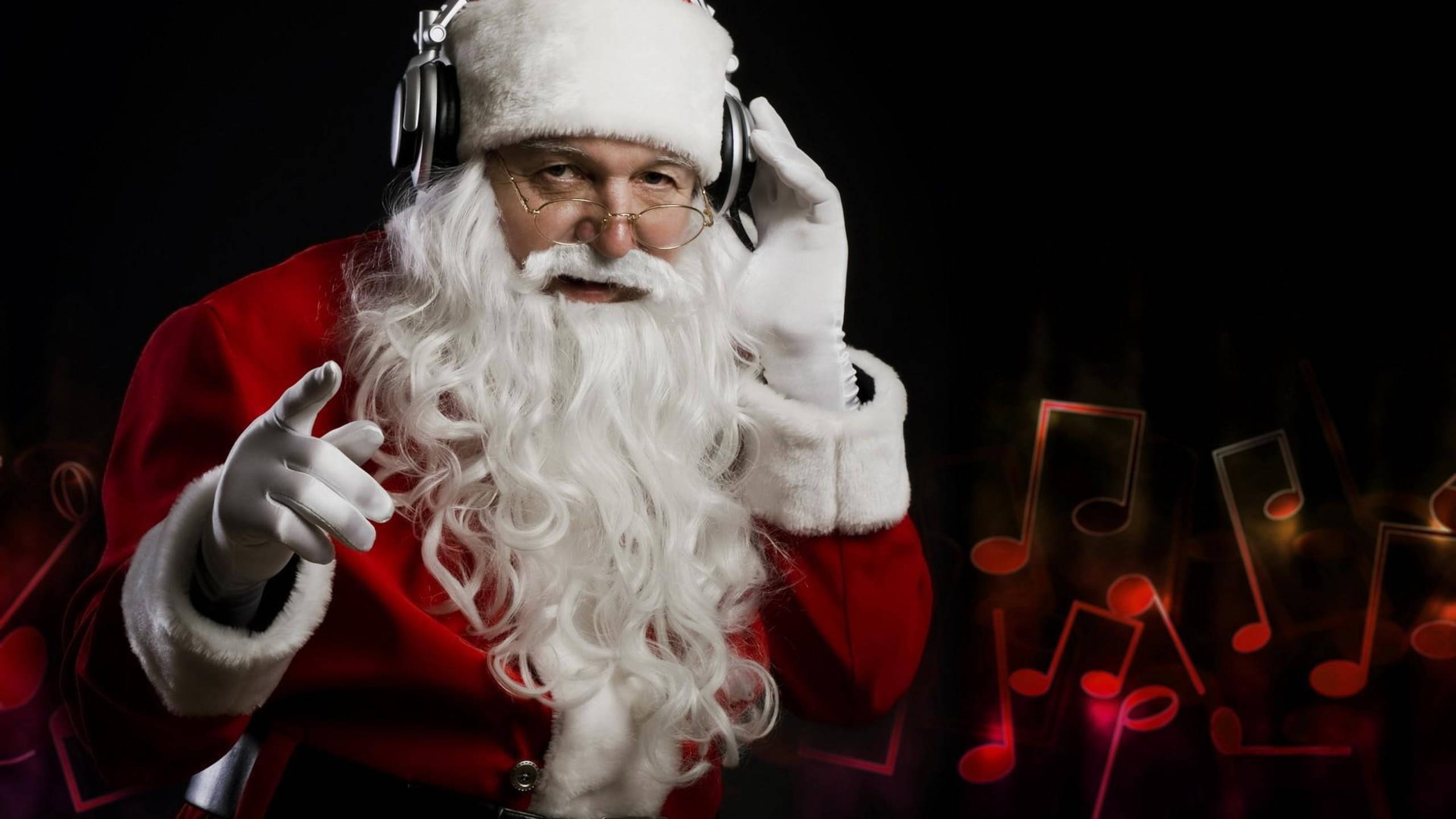 Santa Claus Nakikinig ng Musika Wallpaper