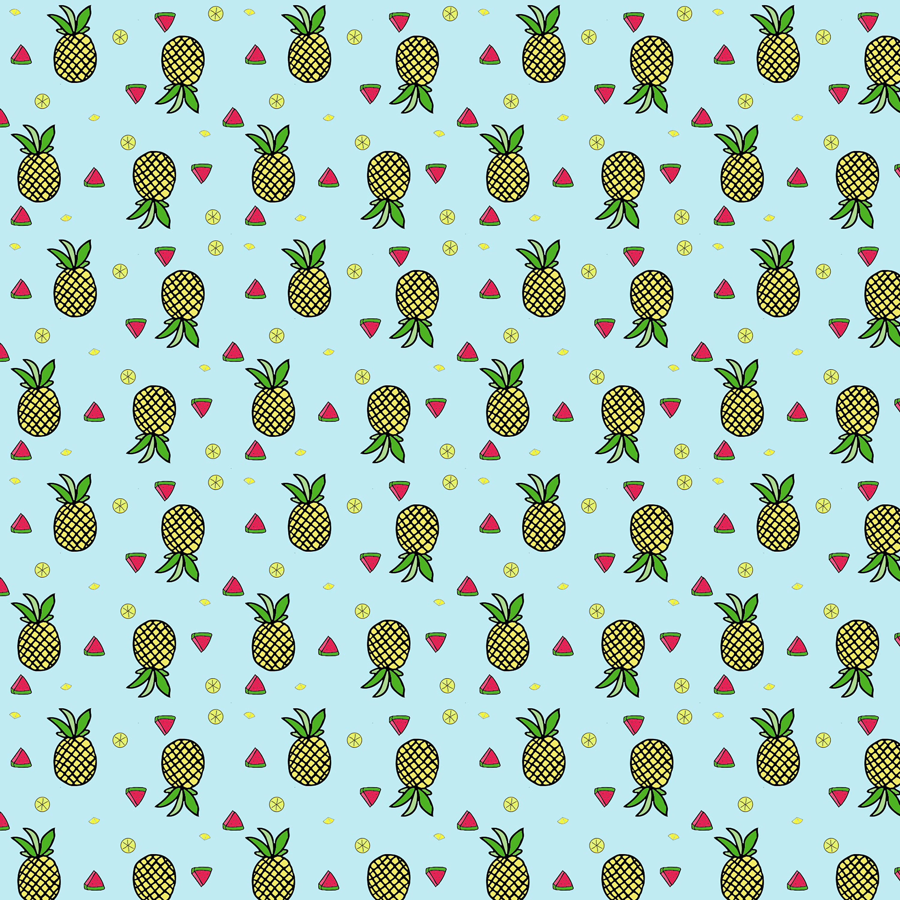Sariwang Pinya at Prutas na Pattern Wallpaper