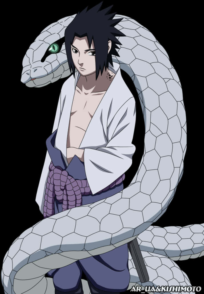 Sasuke na may Higanteng Ahas Wallpaper