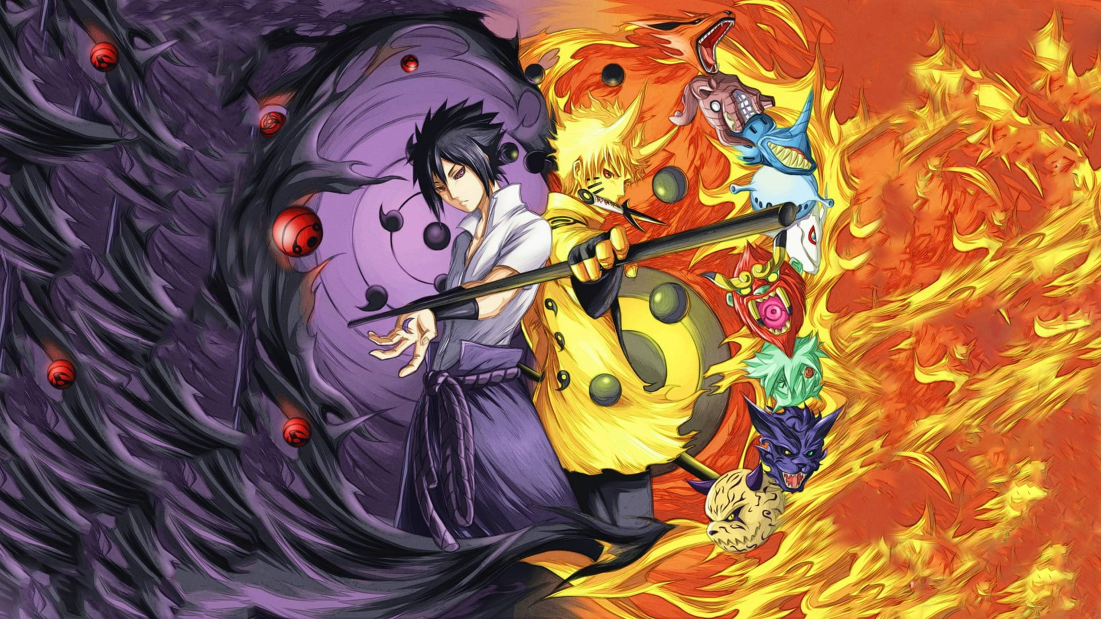 Sasuke Rinnegan Naruto Nine-Tails Wallpaper