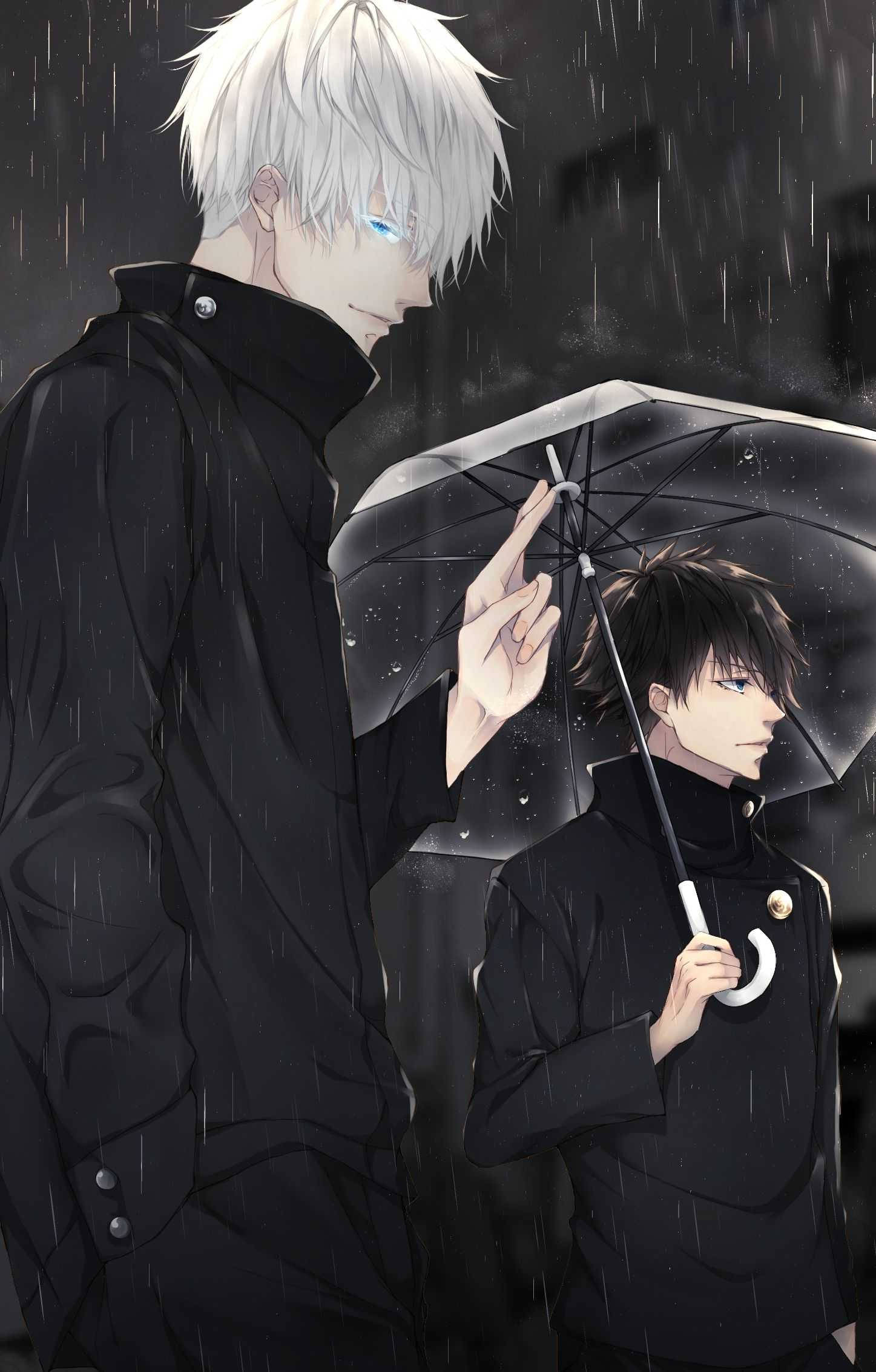 Satoru At Megumi Jujutsu Kaisen Phone Dark Raining Wallpaper
